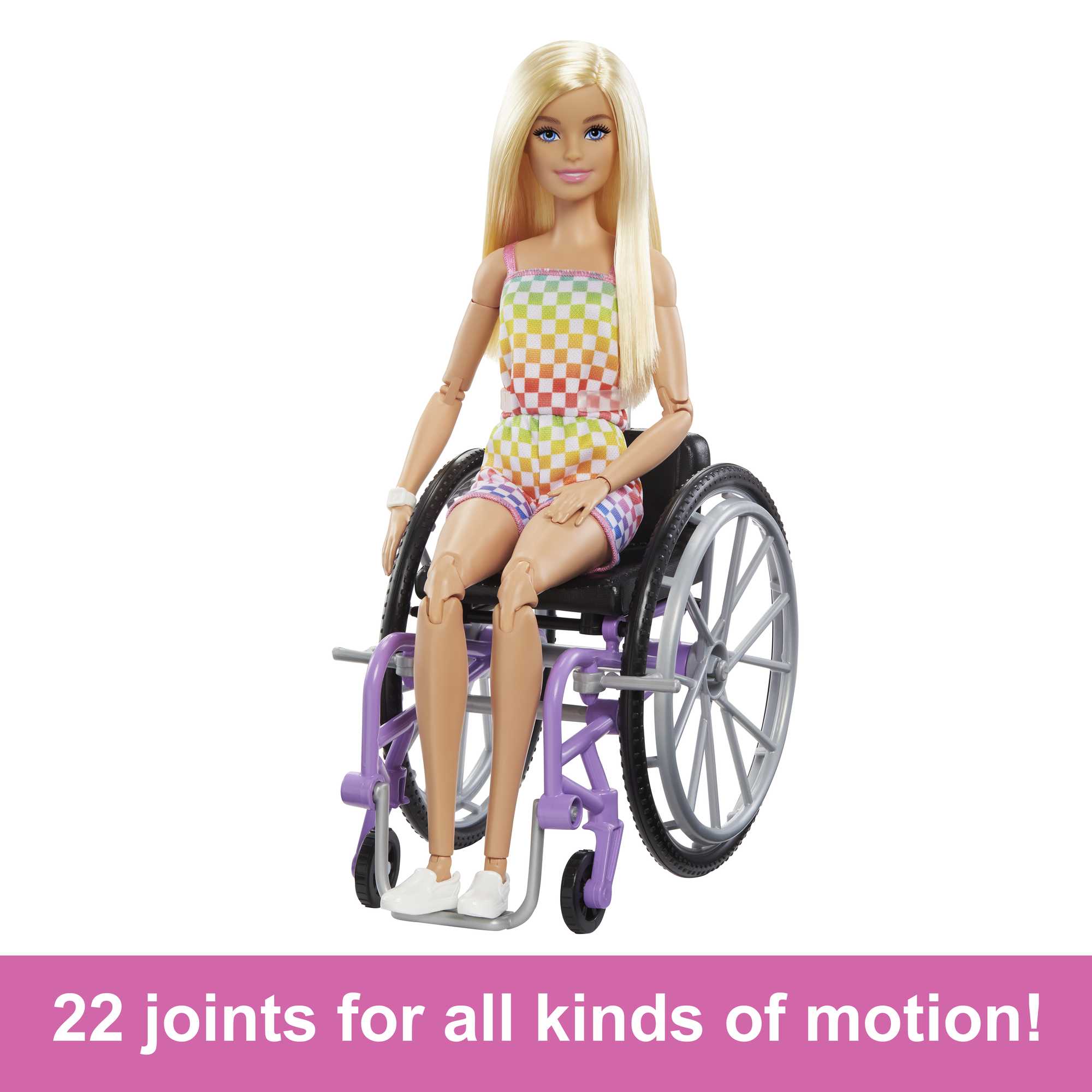 Barbie Fashionistas Doll #194 With Wheelchair & Ramp. Blond Hair. Rainbow Dress & Accessories - Image 5