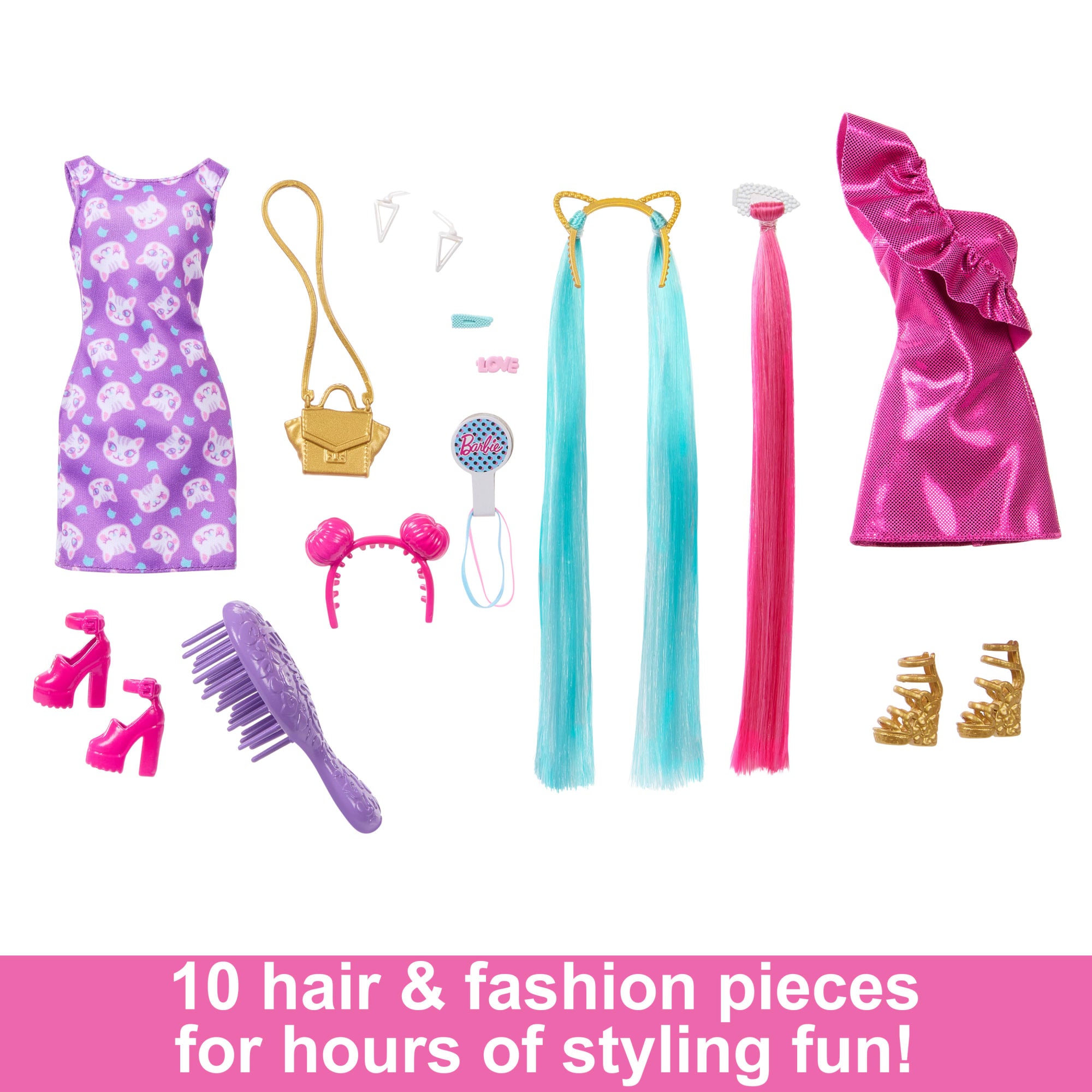 Barbie Fun & Fancy Hair Doll With Extra-Long Colorful Blonde Hair And Styling Accessories - Image 3