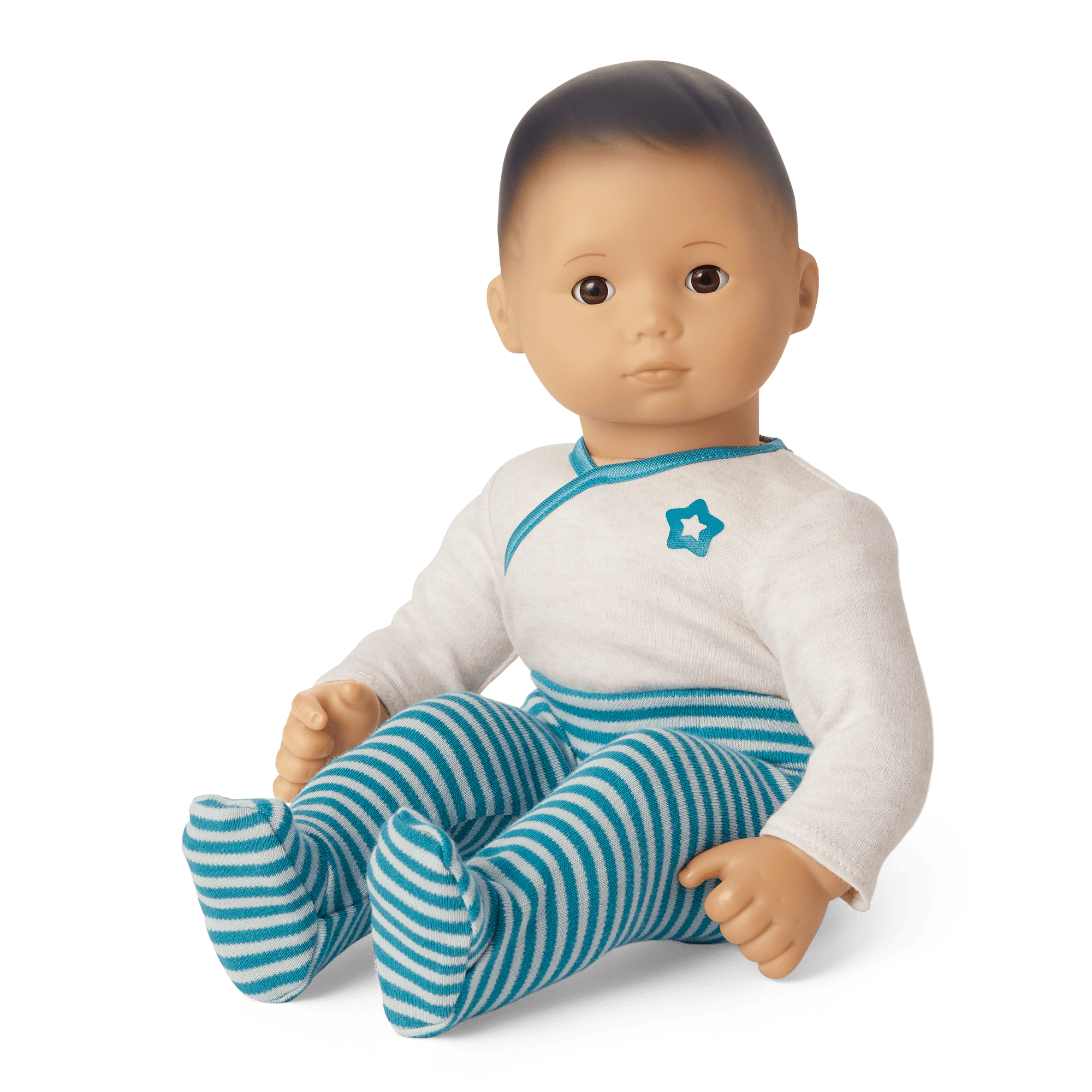 Bitty Baby® Doll #4 with black hair in Soft Blue