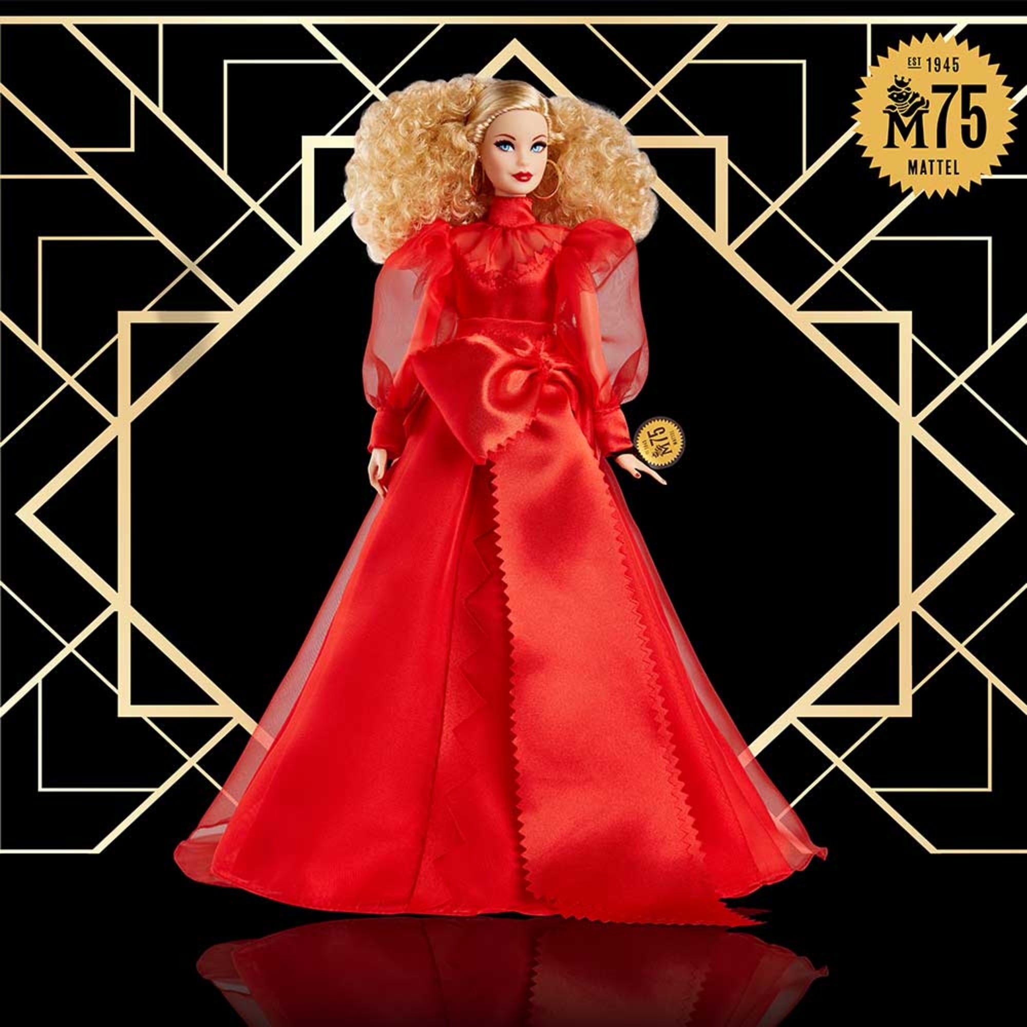 Barbie Collector Mattel 75th Anniversary Doll (12-in Blonde) in Red Gown - Image 2