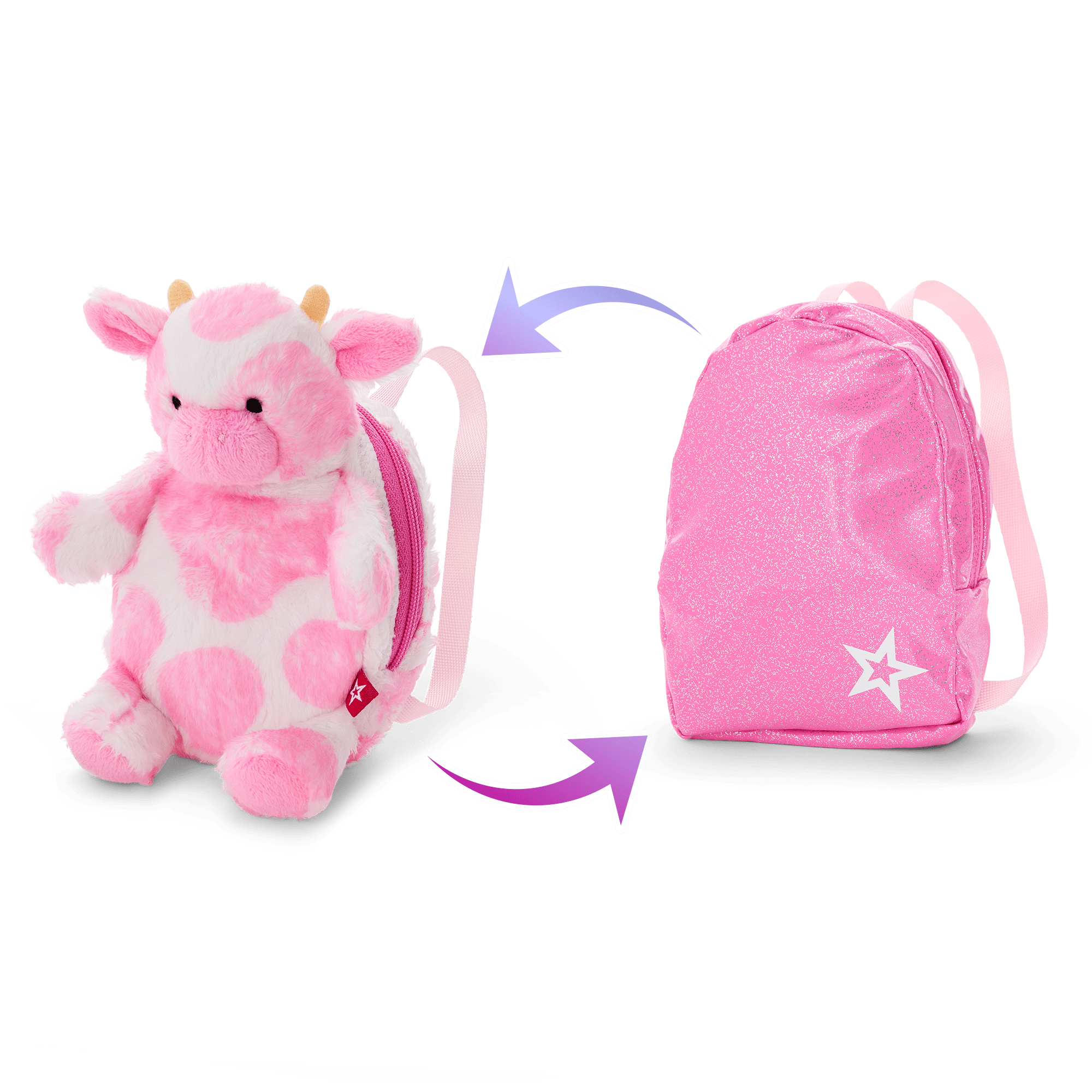 Pink Spotted Cow Backpack & Accessory Set for 18-inch Dolls - Image 2