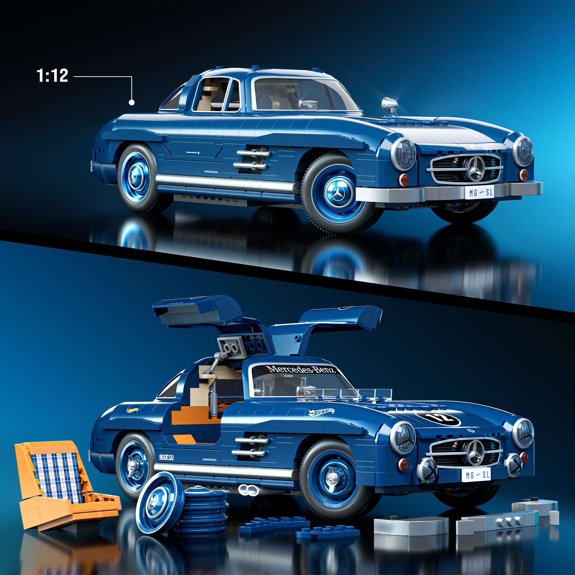 Mattel Brick Shop Hot Wheels Mercedes-Benz 300 SL Building Set - Image 3