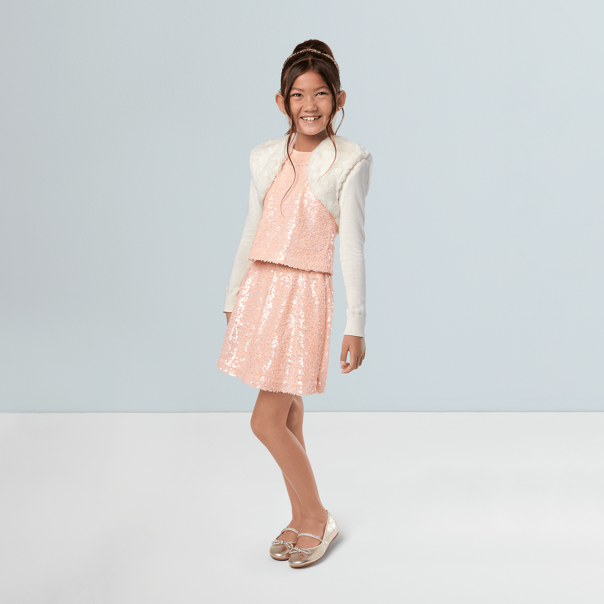 American Girl® x Something Navy Frosty Faux-Fur Shrug for Girls - Image 9