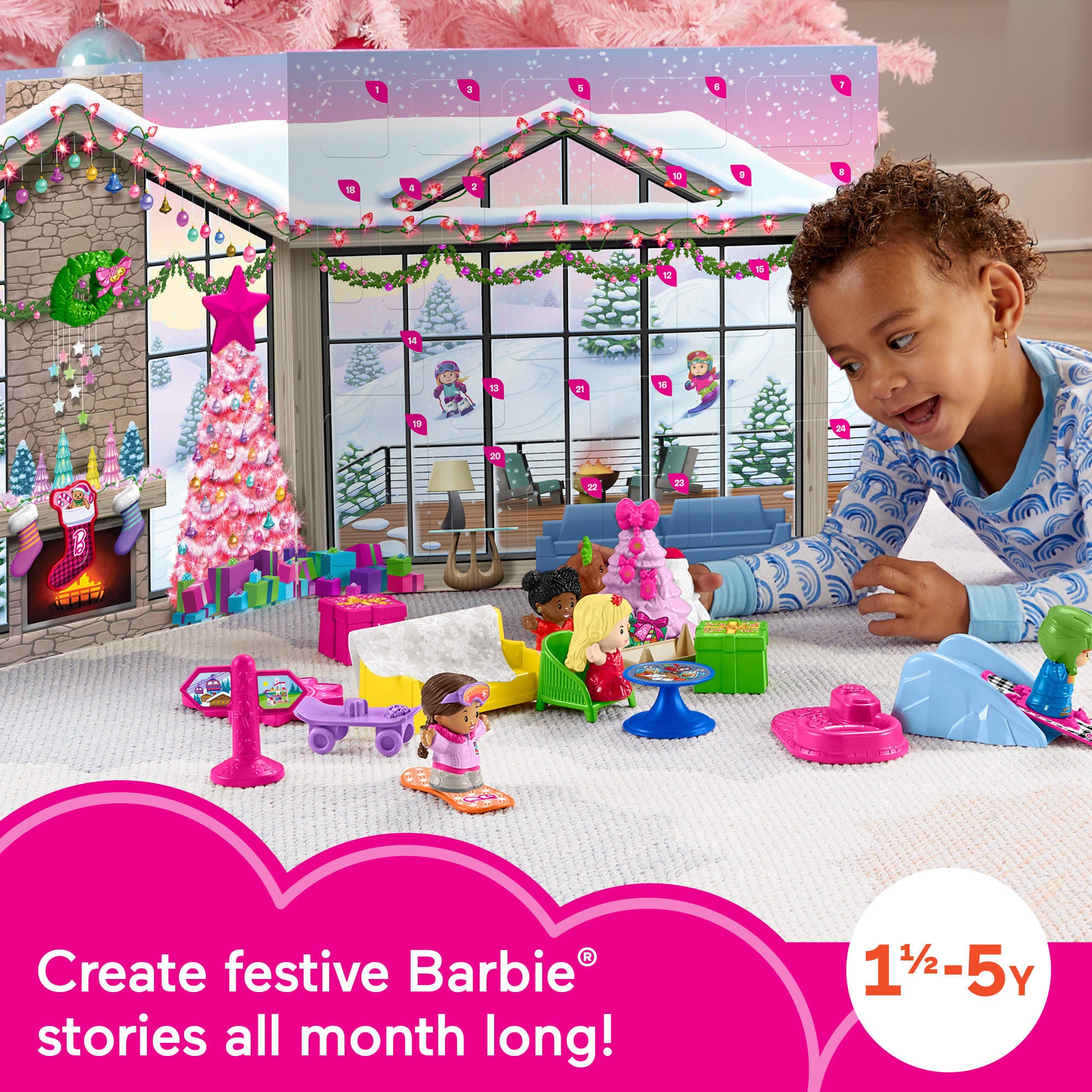 Fisher-Price Little People Barbie Advent Calendar Playset. Christmas Gift For Toddlers. 24 Toys - Image 2