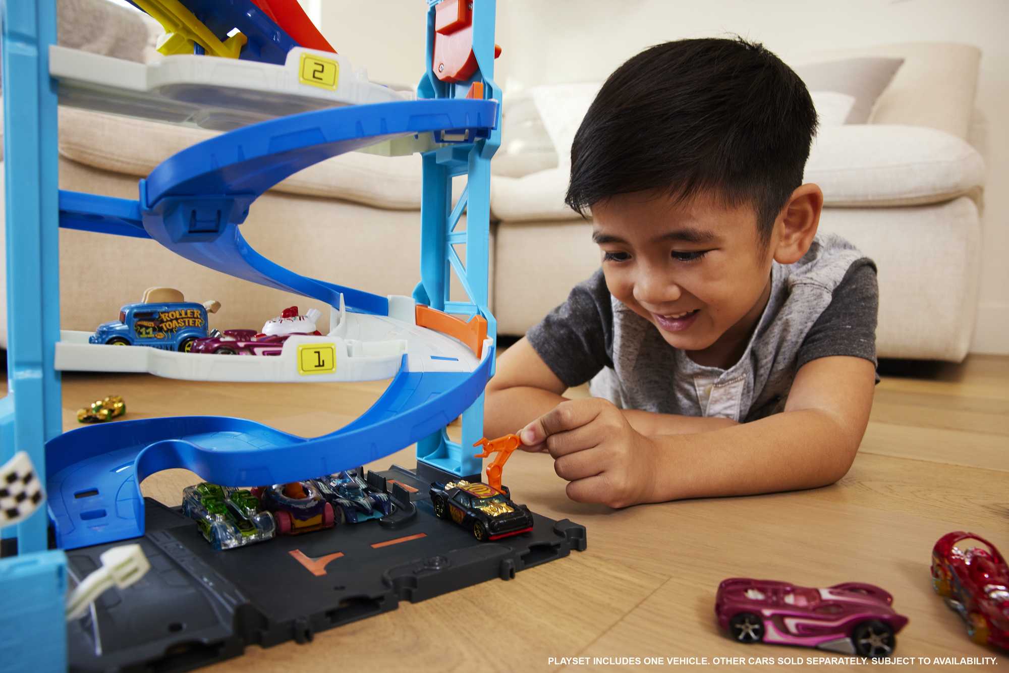 Hot Wheels City Track Set With 1 Toy Car. Transforming Race Tower Playset - Image 2