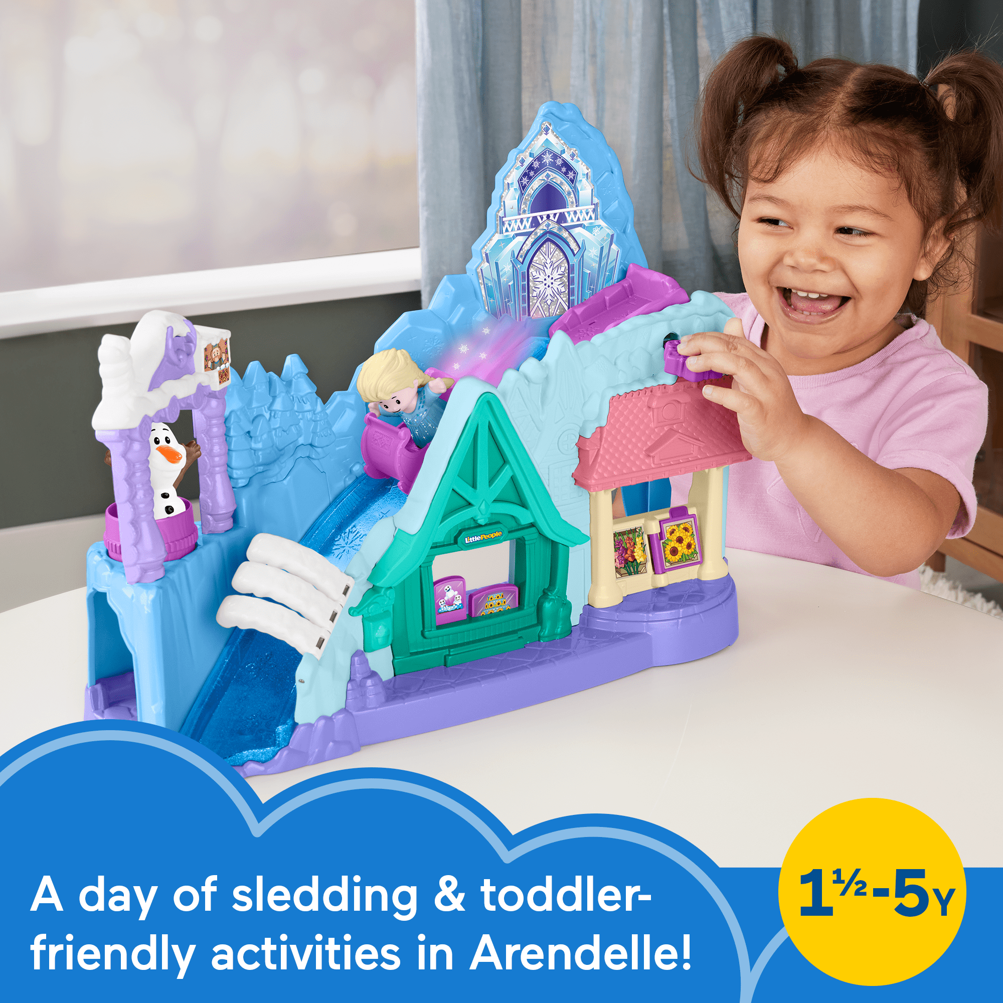 Disney Frozen Arendelle Sledding Adventures Little People Toddler Playset With 2 Figures - Image 2