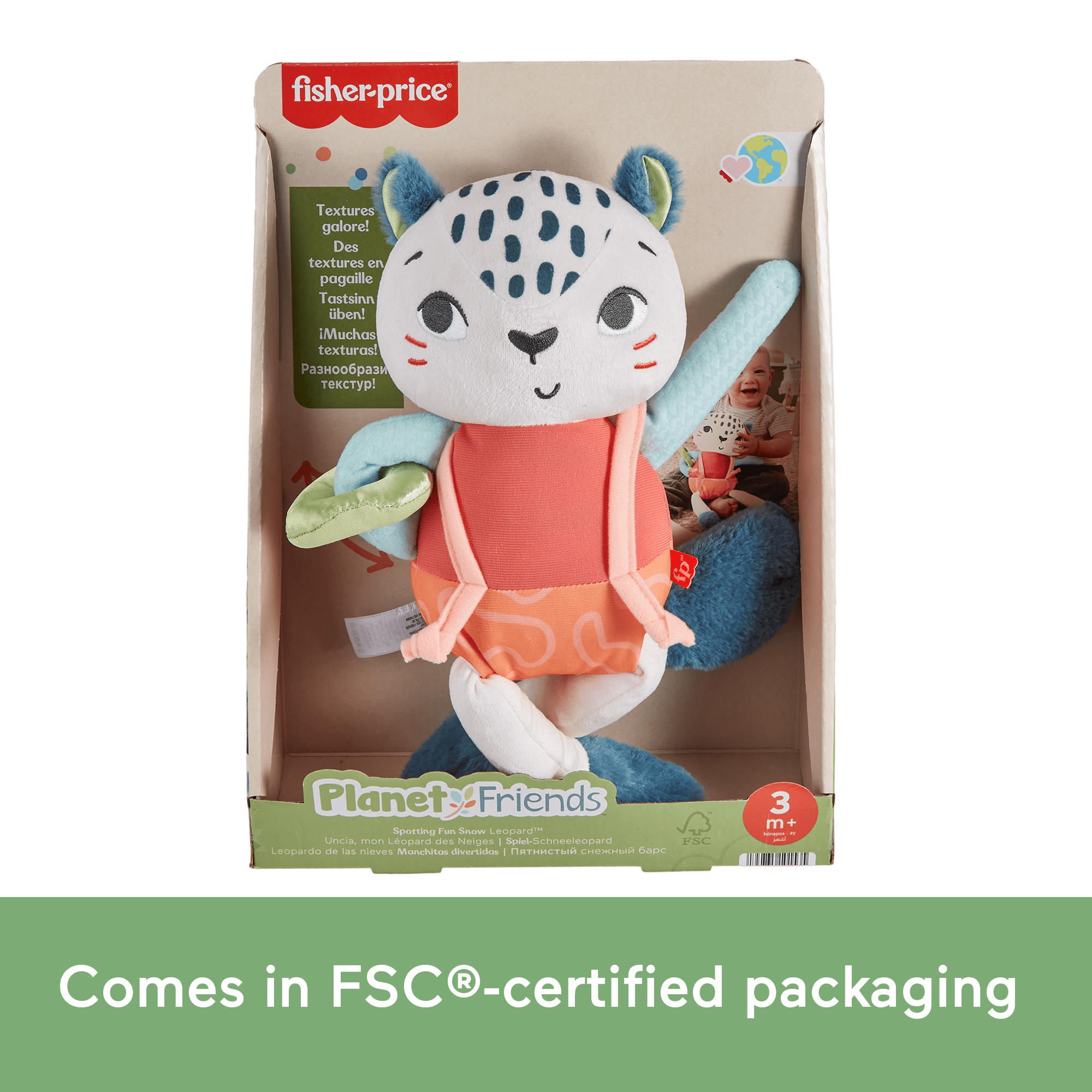Fisher-Price Planet Friends Spotting Fun Snow Leopard Baby Sensory Toy - Image 6