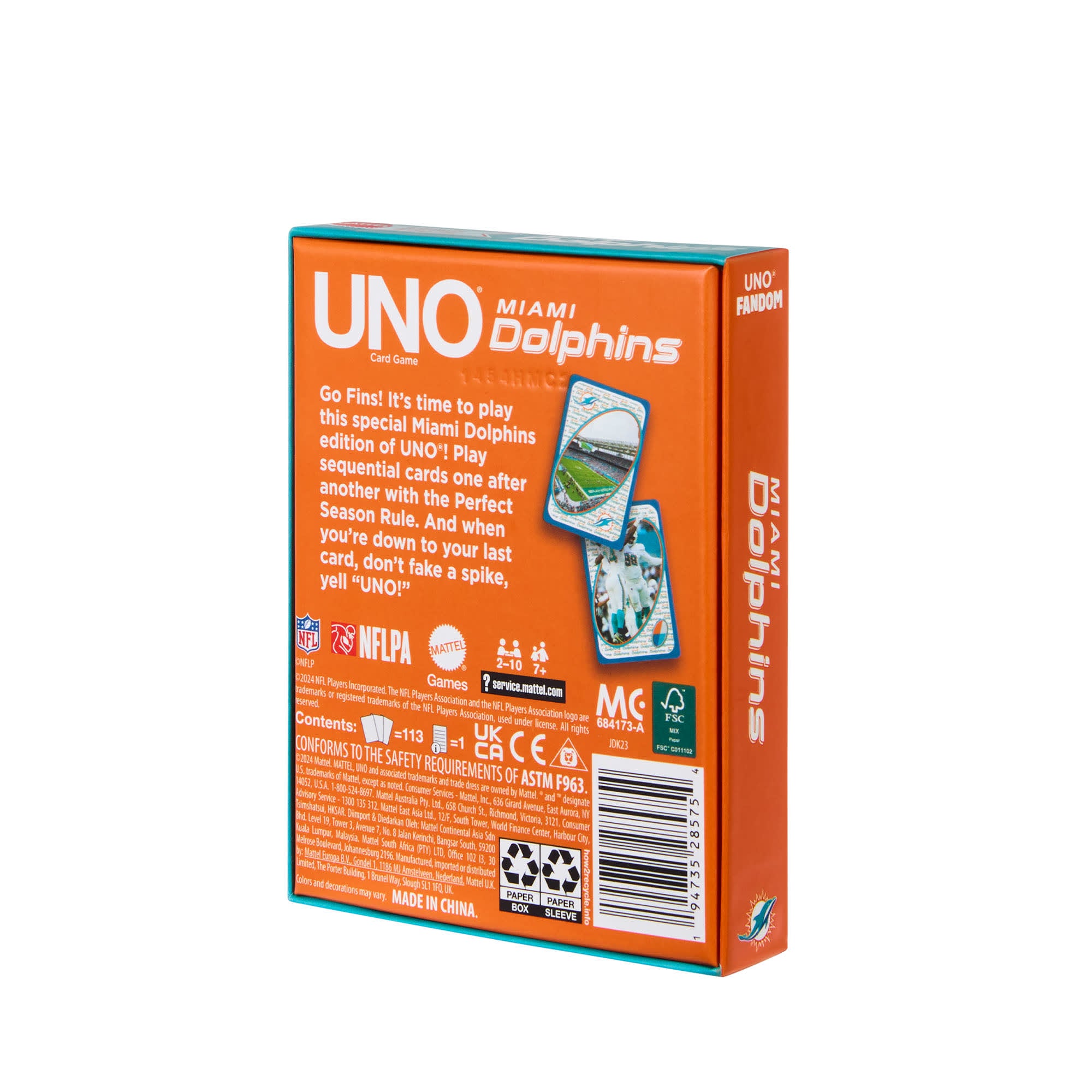 UNO Fandom NFL Miami Dolphins Game Deck - Image 10