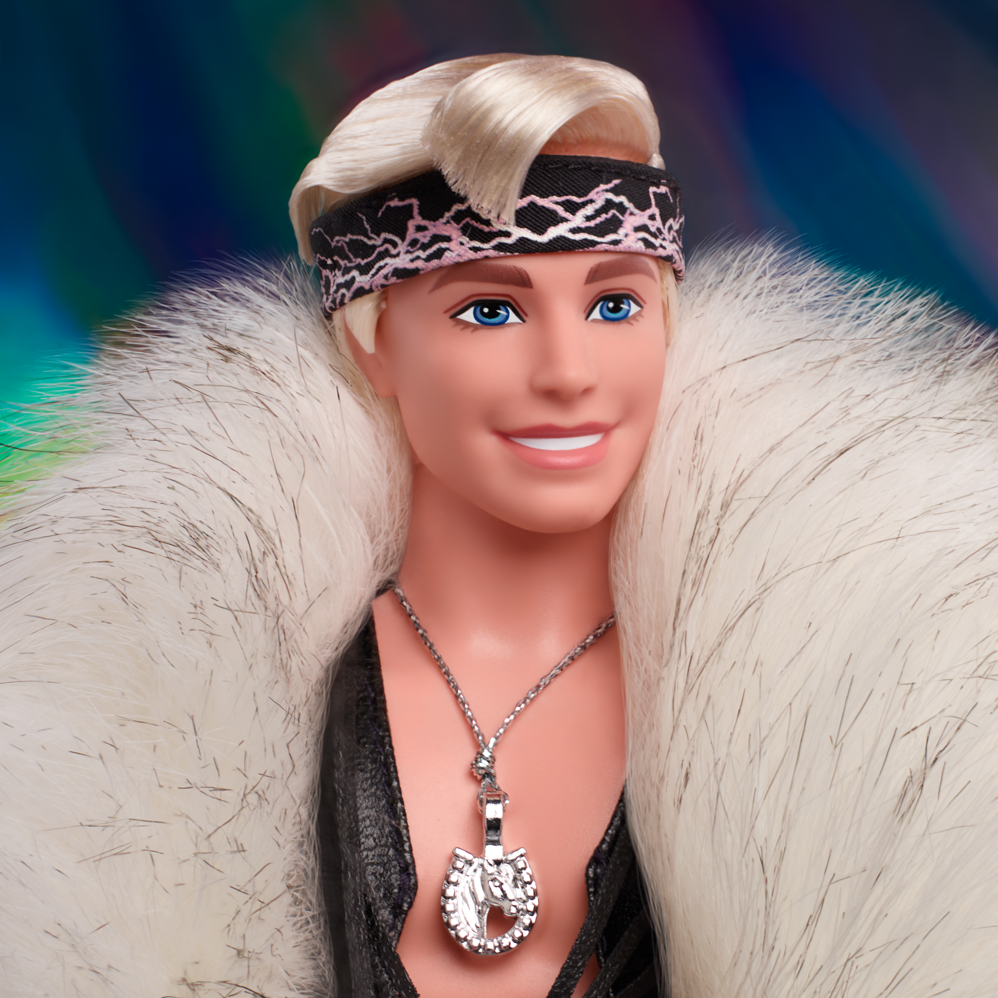 Barbie The Movie Collectible Ken Doll Wearing Faux Fur Coat And Black Fringe Vest - Image 3