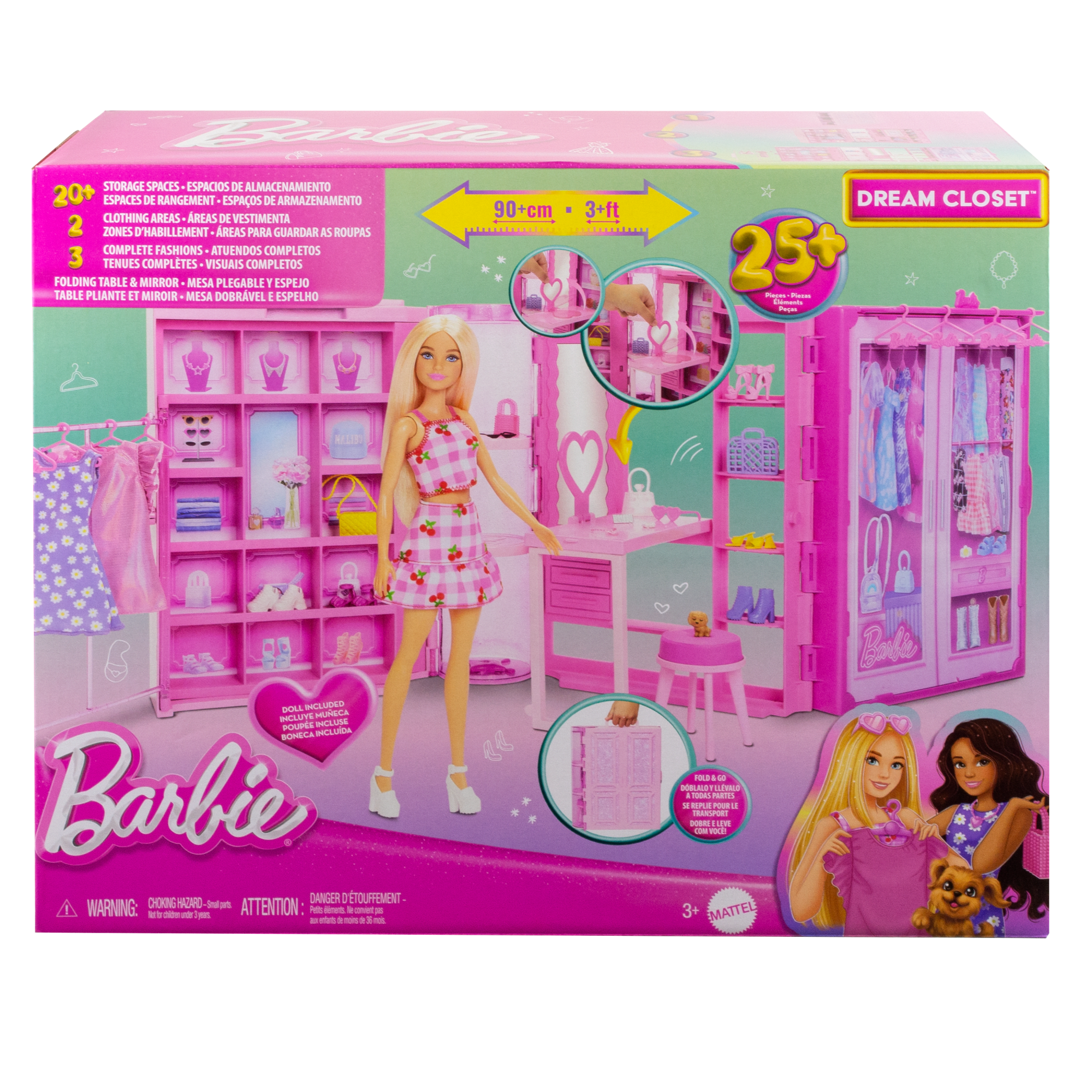 Barbie Dream Closet Toy Playset With Fashion Doll. CloThes. & Accessories. 3-Ft-Wide With 25+ Pieces - Image 6