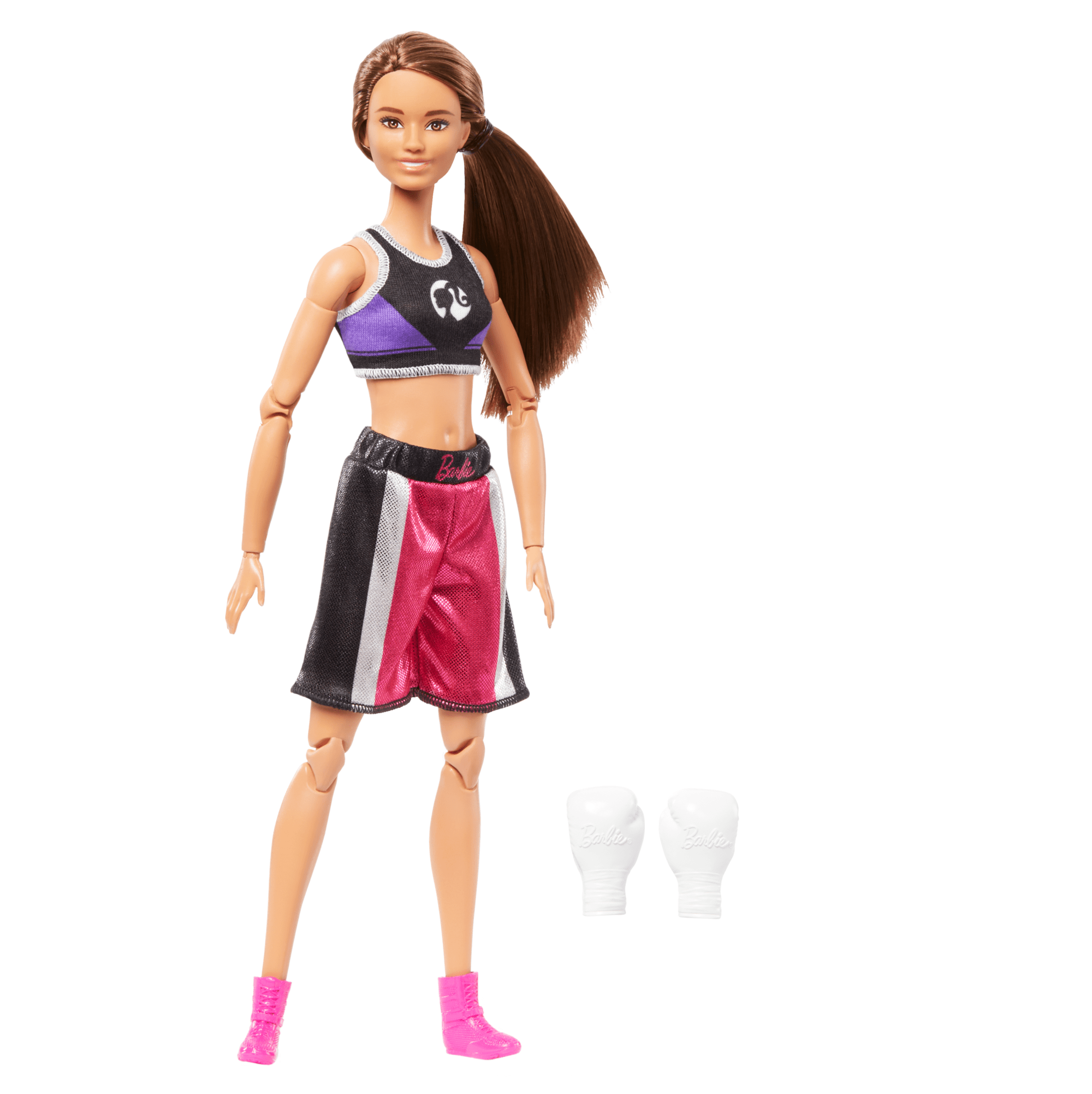 Barbie Made To Move Boxer Doll & Accessories. Brunette Doll Wearing Uniform With Boxing Gloves - Image 5