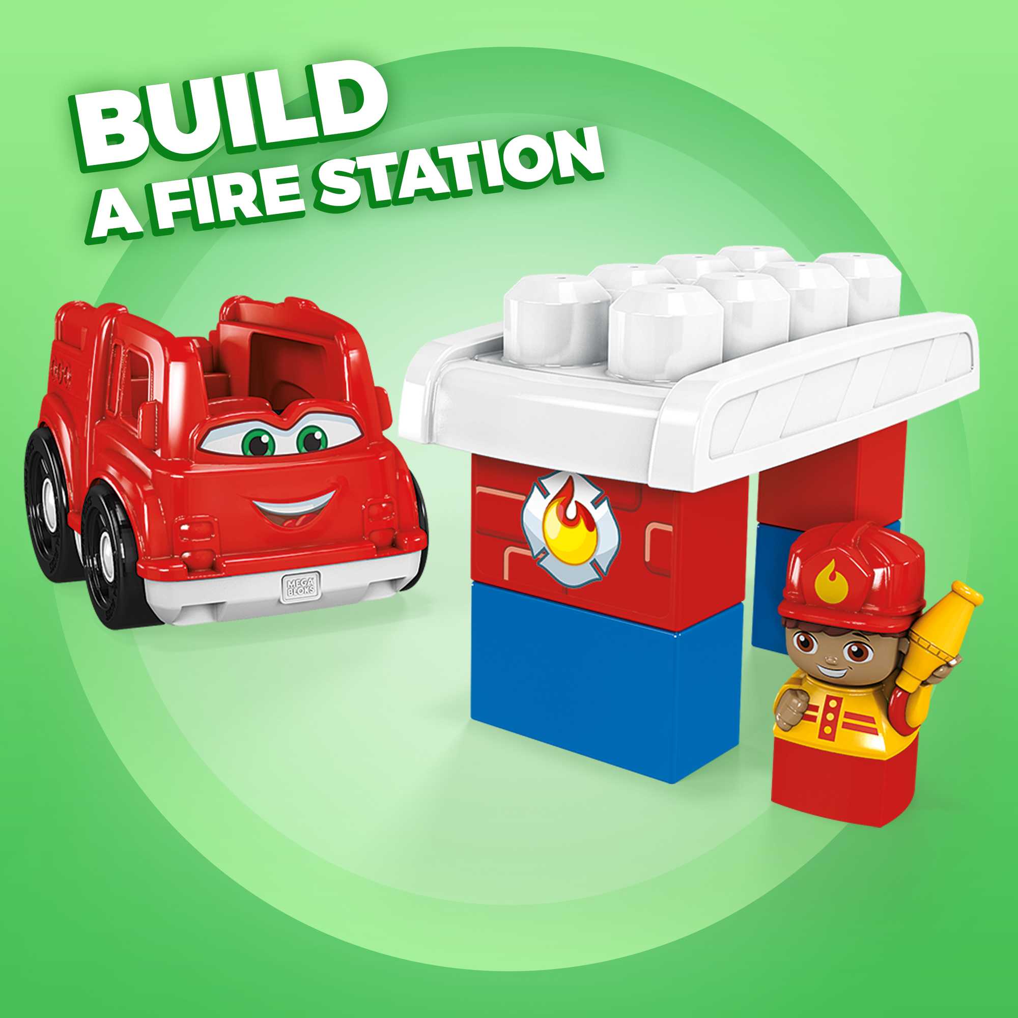 MEGA BLOKS Freddy Fire Truck Fisher-Price Toy Blocks With 1 Figure (6 Pieces) For Toddler - Image 3