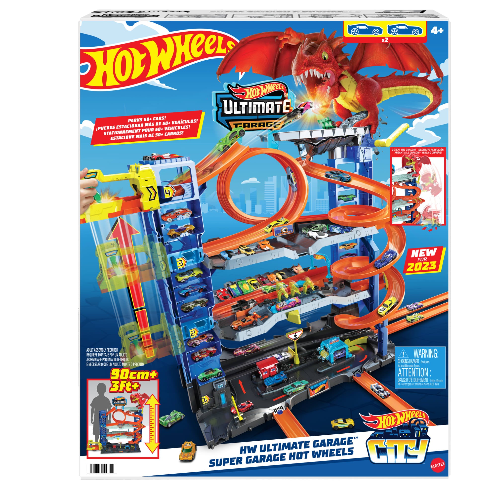 Hot Wheels City Ultimate Garage Playset From Let's Race With 2 Toy Cars & Storage For 50+ Cars - Image 6