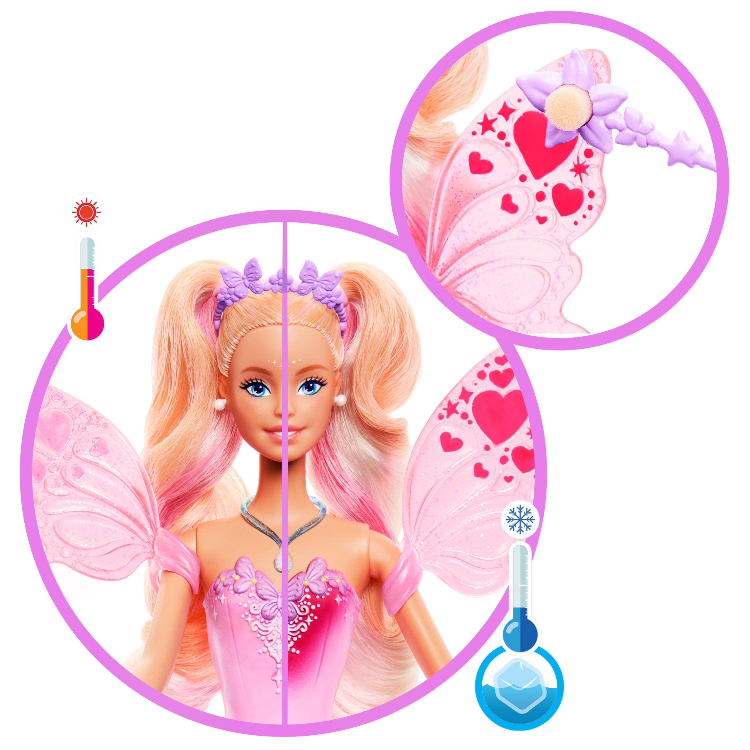 Barbie Fantasy Fairy Doll With Color-Change Wings And Outfit. Includes Toy Wand With Sponge & Fashion Accessories - Image 3