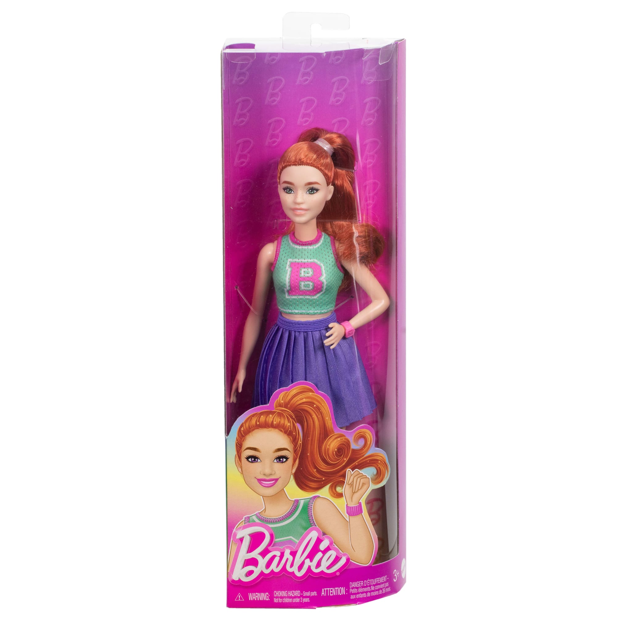 Barbie Fashionistas Doll #232 in Jersey Top And Pleated Purple Skirt. Red Hair - Image 6