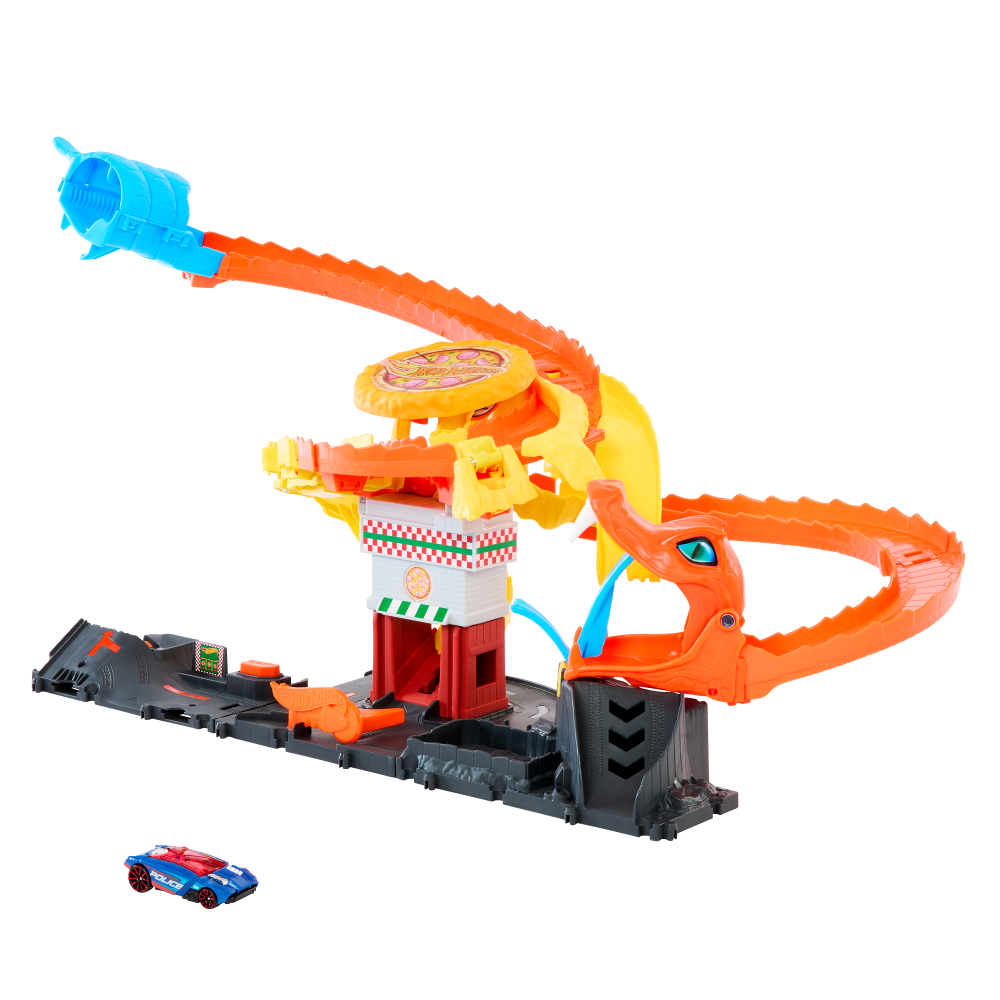 Hot Wheels City Pizza Slam Cobra Attack Playset With 1:64 Scale Toy Car - Image 5