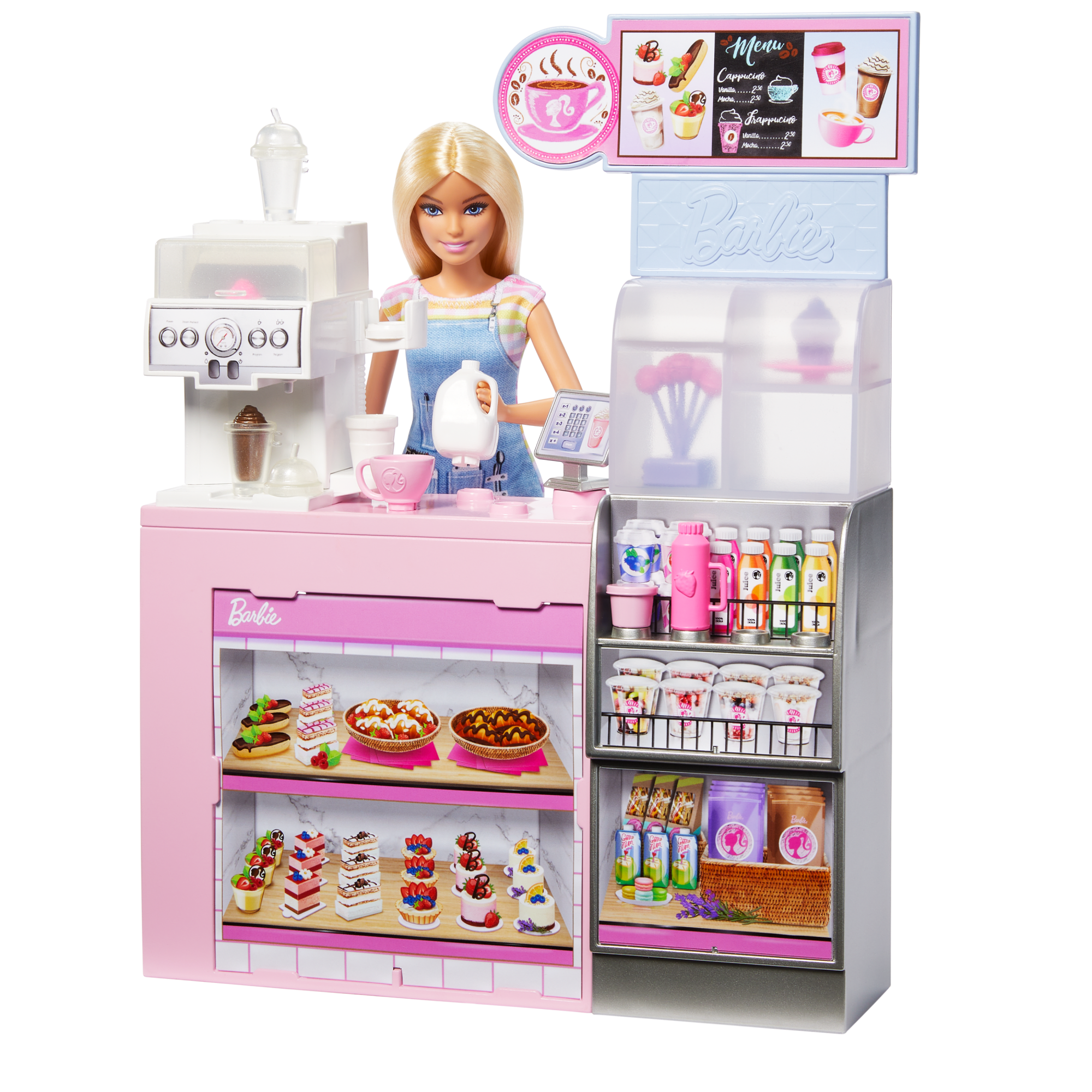 Barbie Coffee Shop Playset With Blonde Barista Doll. Working Coffee Maker & 10+ Accessories - Image 5