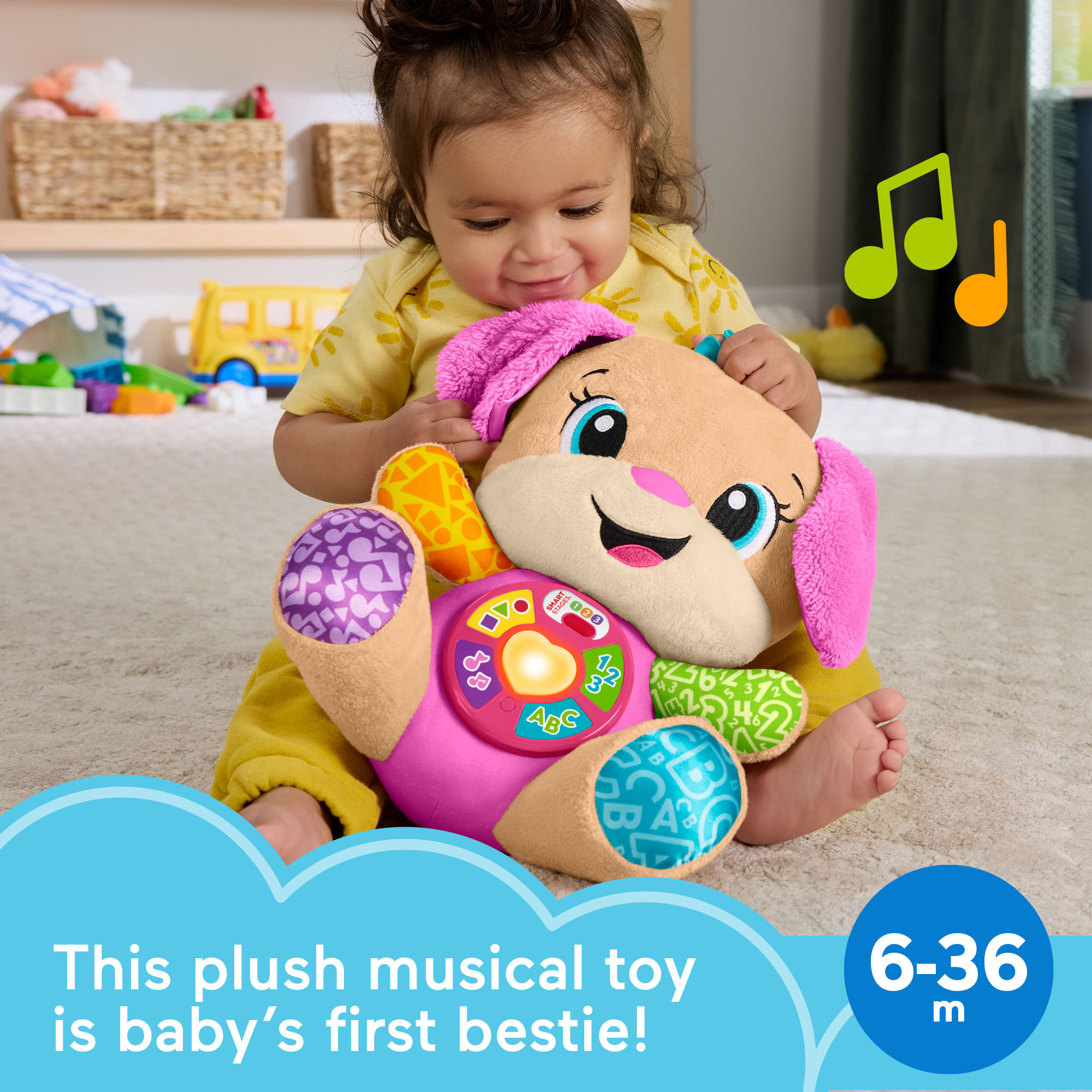 Fisher-Price Laugh & Learn Smart Stages Sis Pink Plush Musical Learning Toy For Baby & Toddler - Image 2