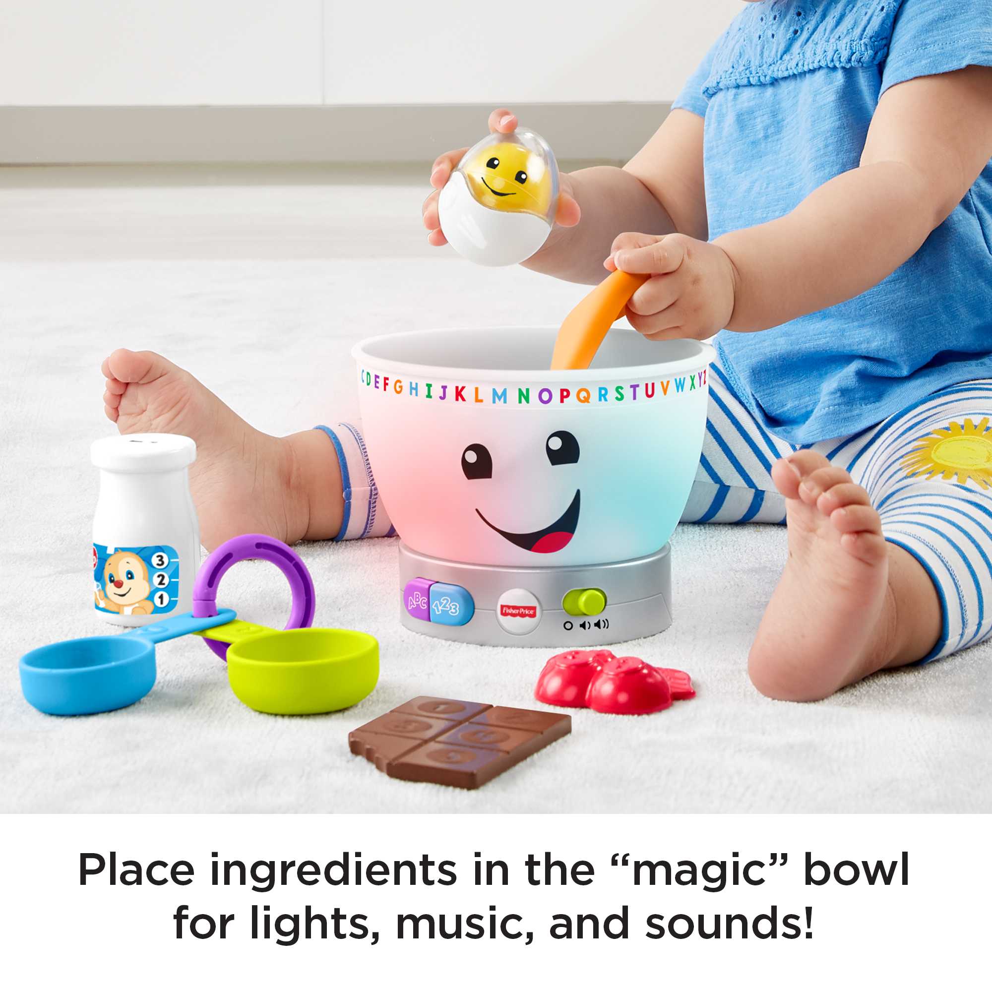 Fisher-Price Mixing Bowl Learning Toy With Lights Music And Pretend Food. Baby And Toddler Toy - Image 3
