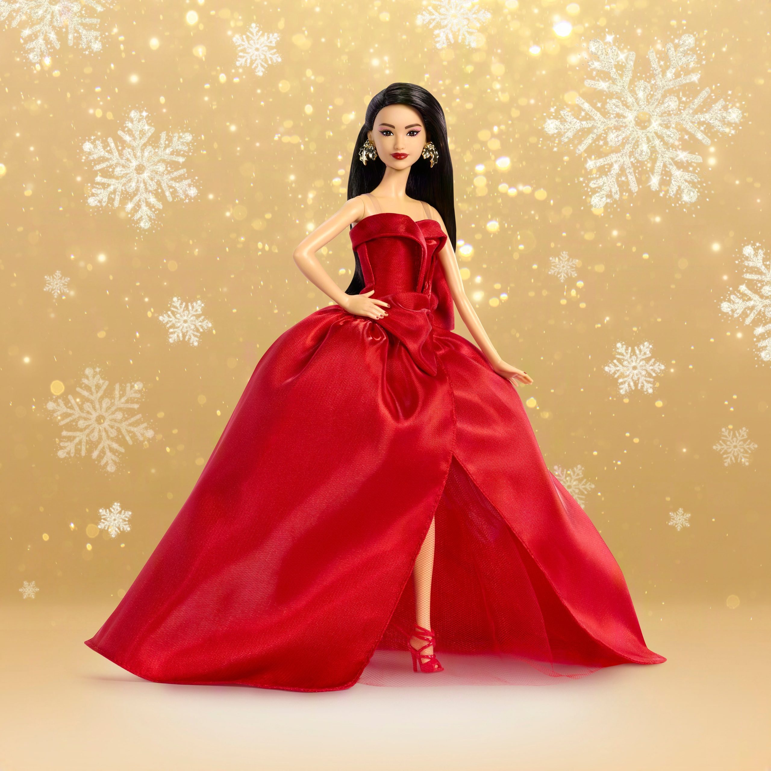 Barbie Signature 2026 Holiday Barbie Fashion Doll. Seasonal Collector. Dark Brown Hair With Red Gown With Bow Detail - Image 2