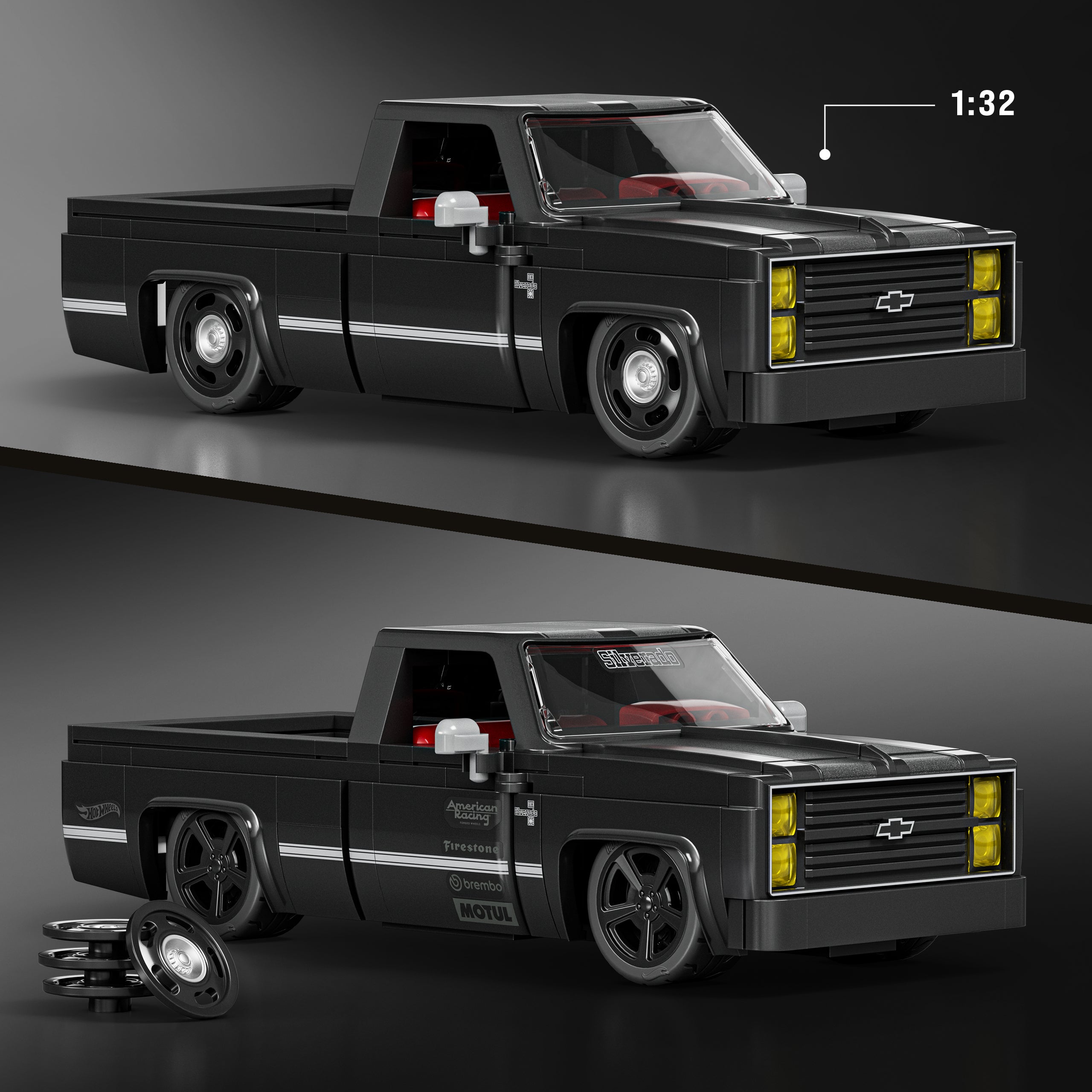 Coffret de Construction Mattel Brick Shop Hot Wheels. Chevy Silverado 1983 - Image 3