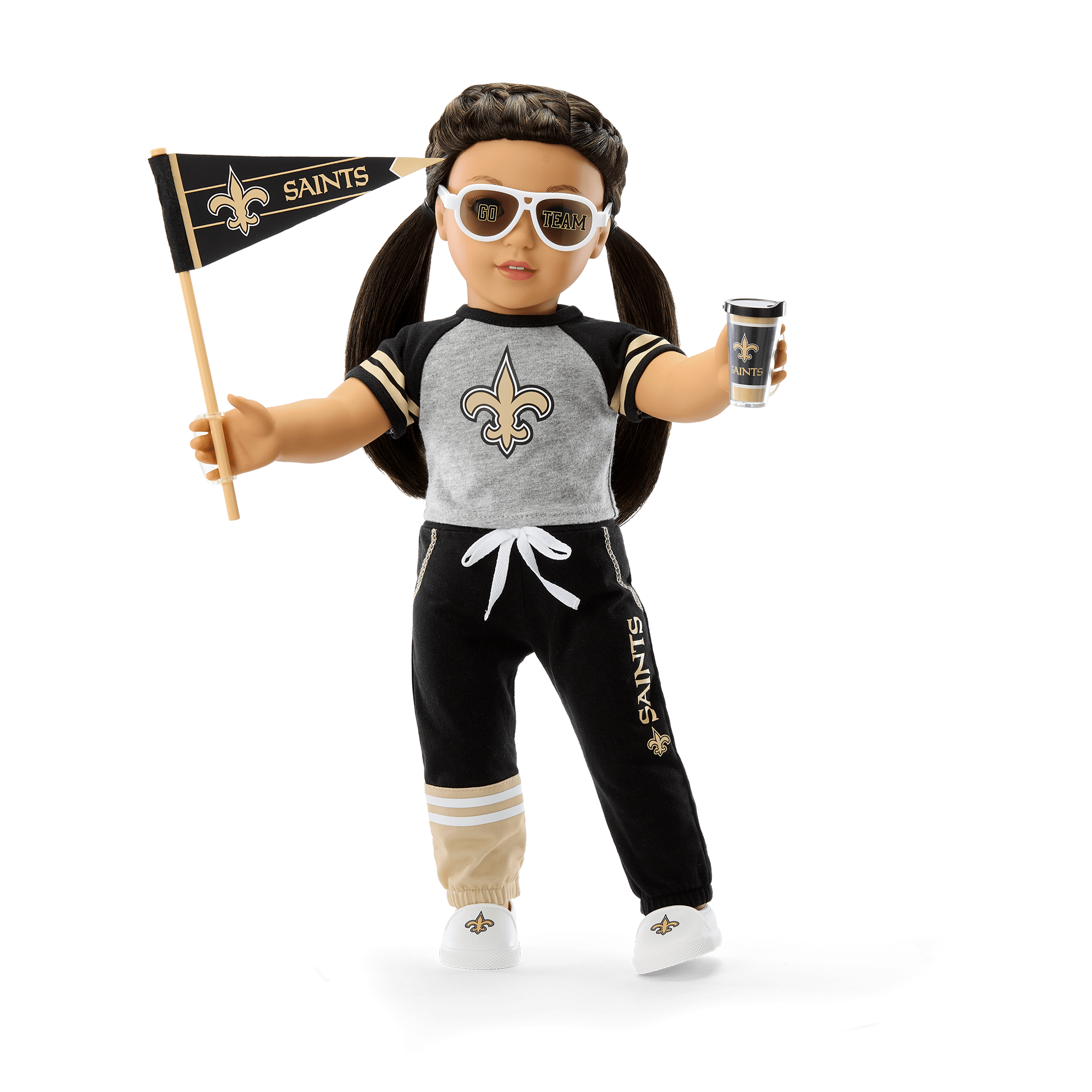 American Girl® x NFL New Orleans Saints Fan Outfit & Accessories for 18-inch Dolls - Image 2