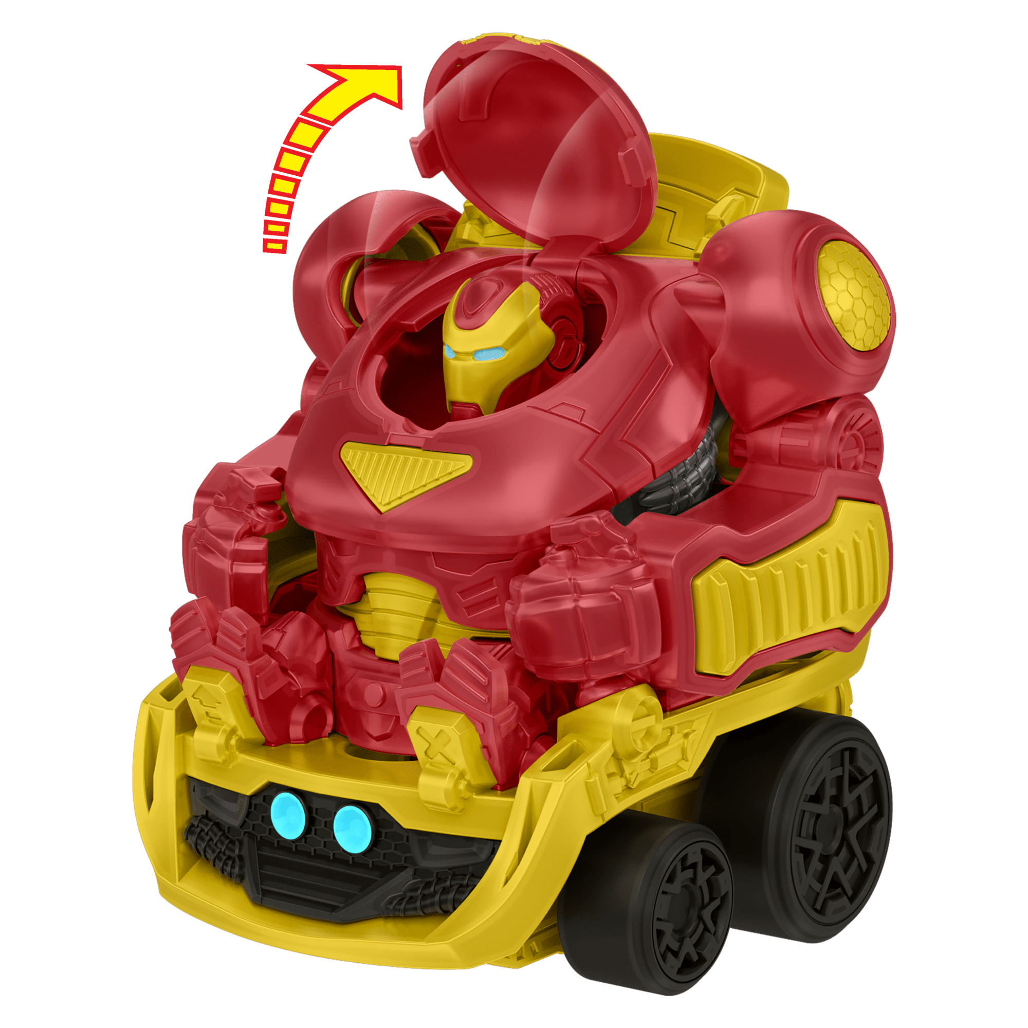 Hot Wheels Racerverse Marvel Hulkbuster Hauler. Stores Up To 10 Toy Cars. Detachable Cab With Flip-Up Helmet & Non-Removable Figure - Image 3