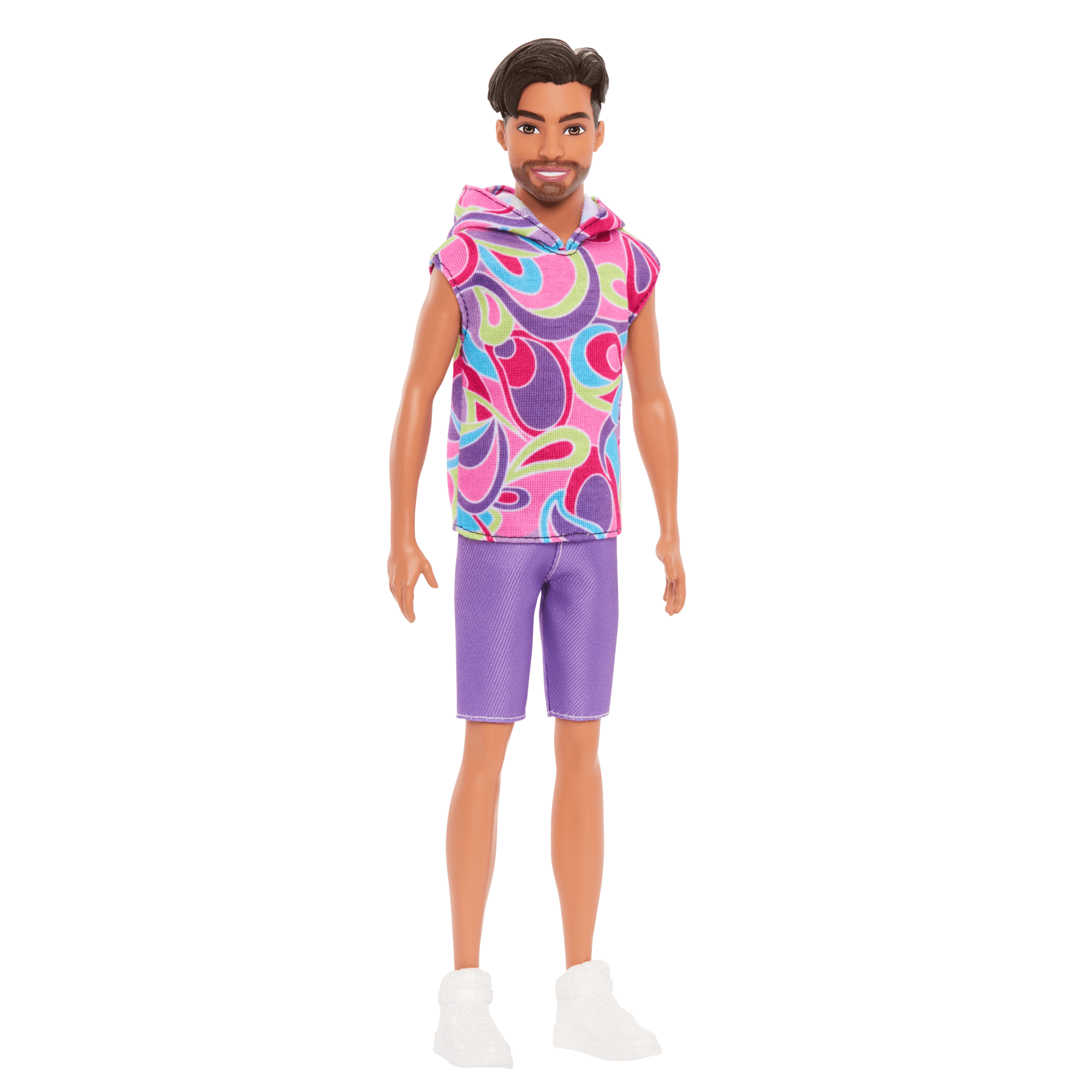 Barbie Fashionista Muñeco Ken Camisa de Colores y Short Morado