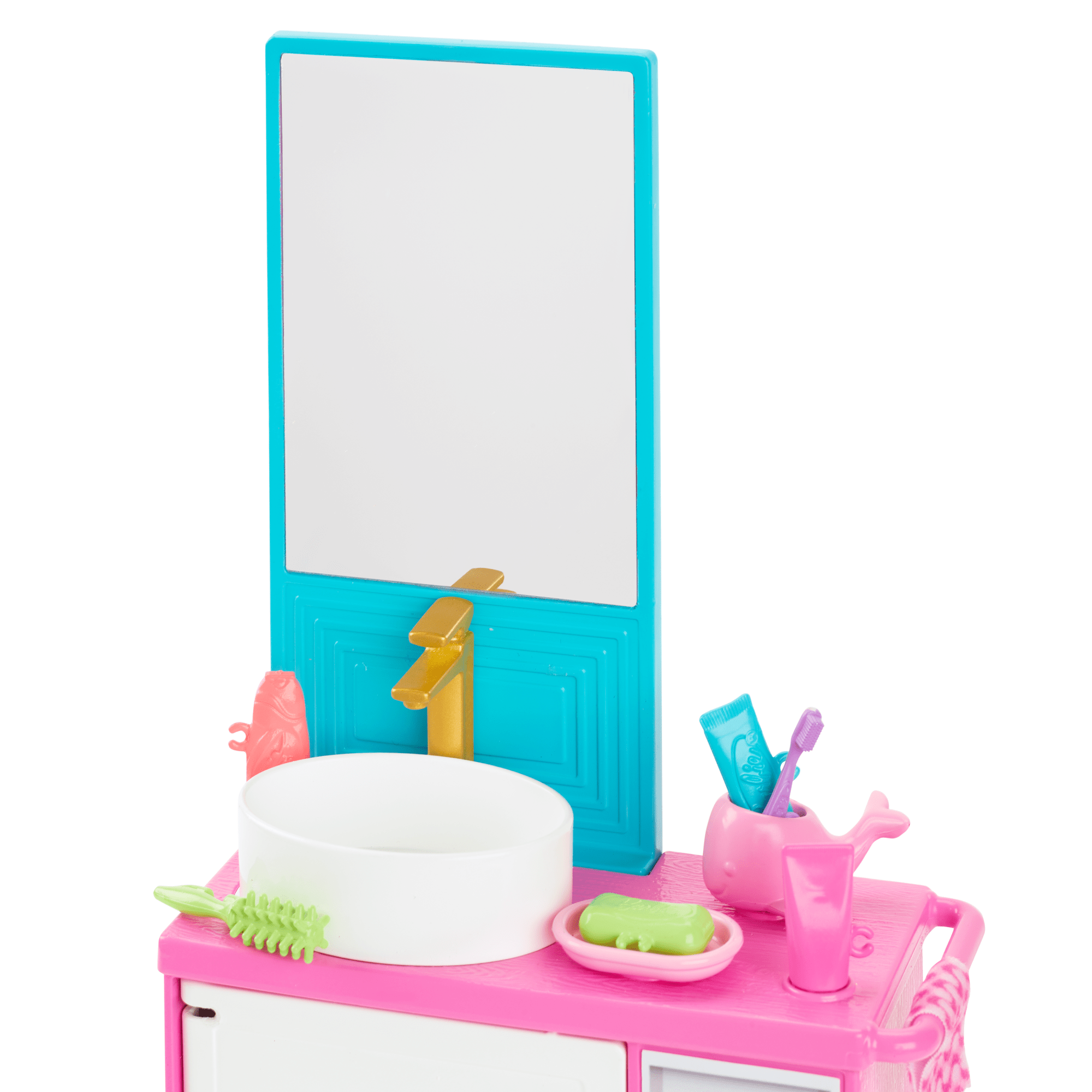 Barbie World Bathtime Toy Playset With 19 Dollhouse Accessories including Bathtub. Toilet. & Vanity - Image 2