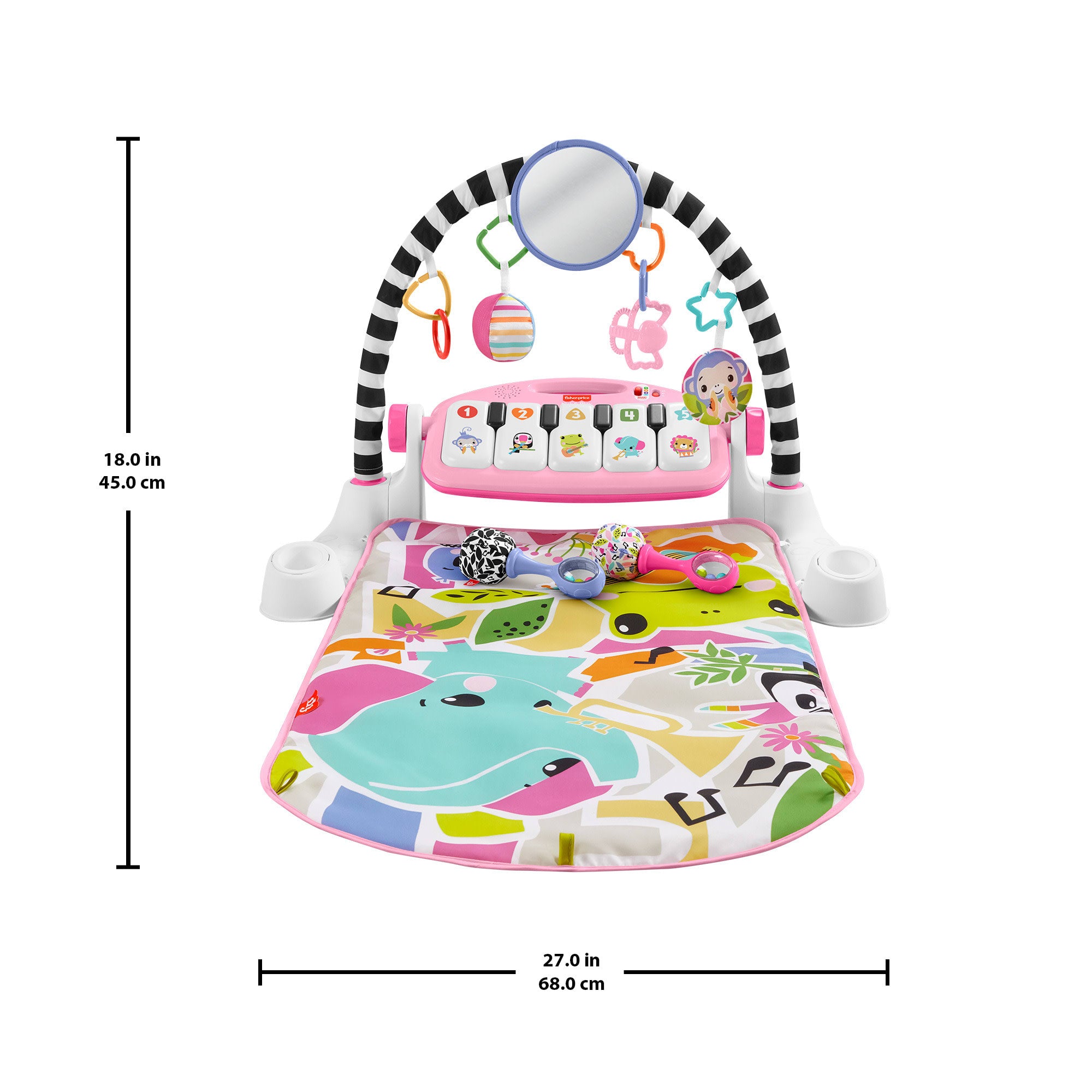 Fisher-Price Glow And Grow Kick & Play Piano Gym Baby Learning Toy With 2 Maracas. Pink - Image 6