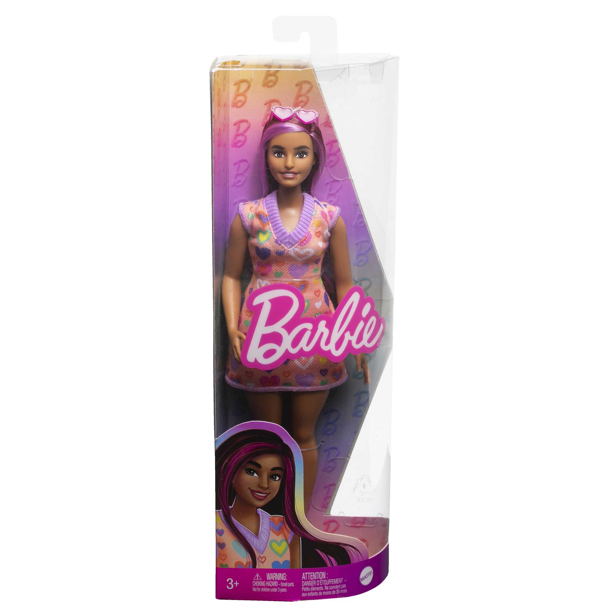 Barbie-Barbie Fashionistas 207-Poupée Mèches Roses et Robe à Cœurs - Image 6