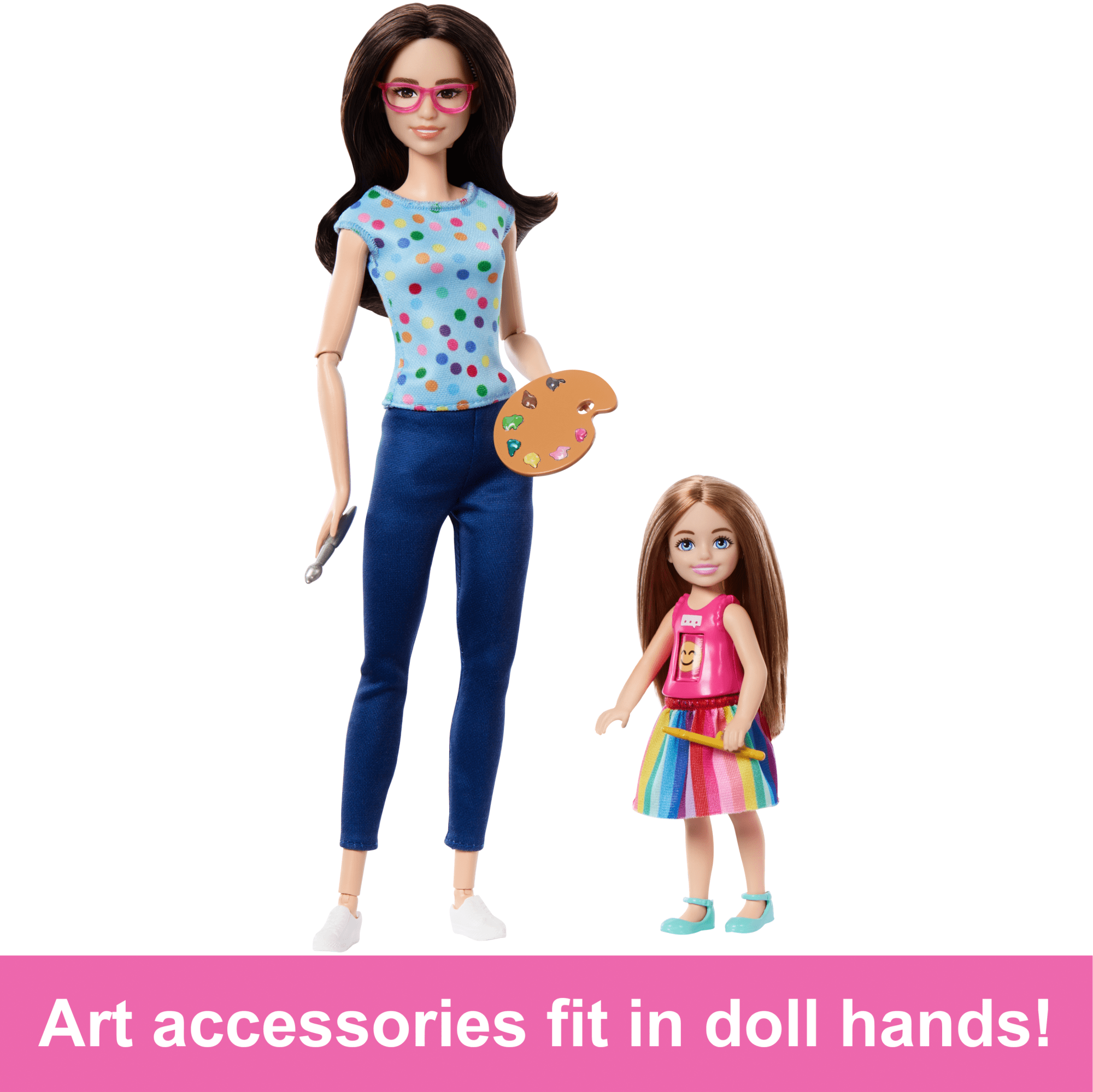 Barbie Art Therapy Playset With 2 Dolls. Pet & Accessories. Shirt On Small Doll Rotates Emoji - Image 4