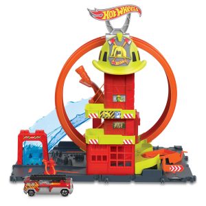 Hot Wheels City Super Loop Fire Station Playset. Track Set With 1 Toy Car