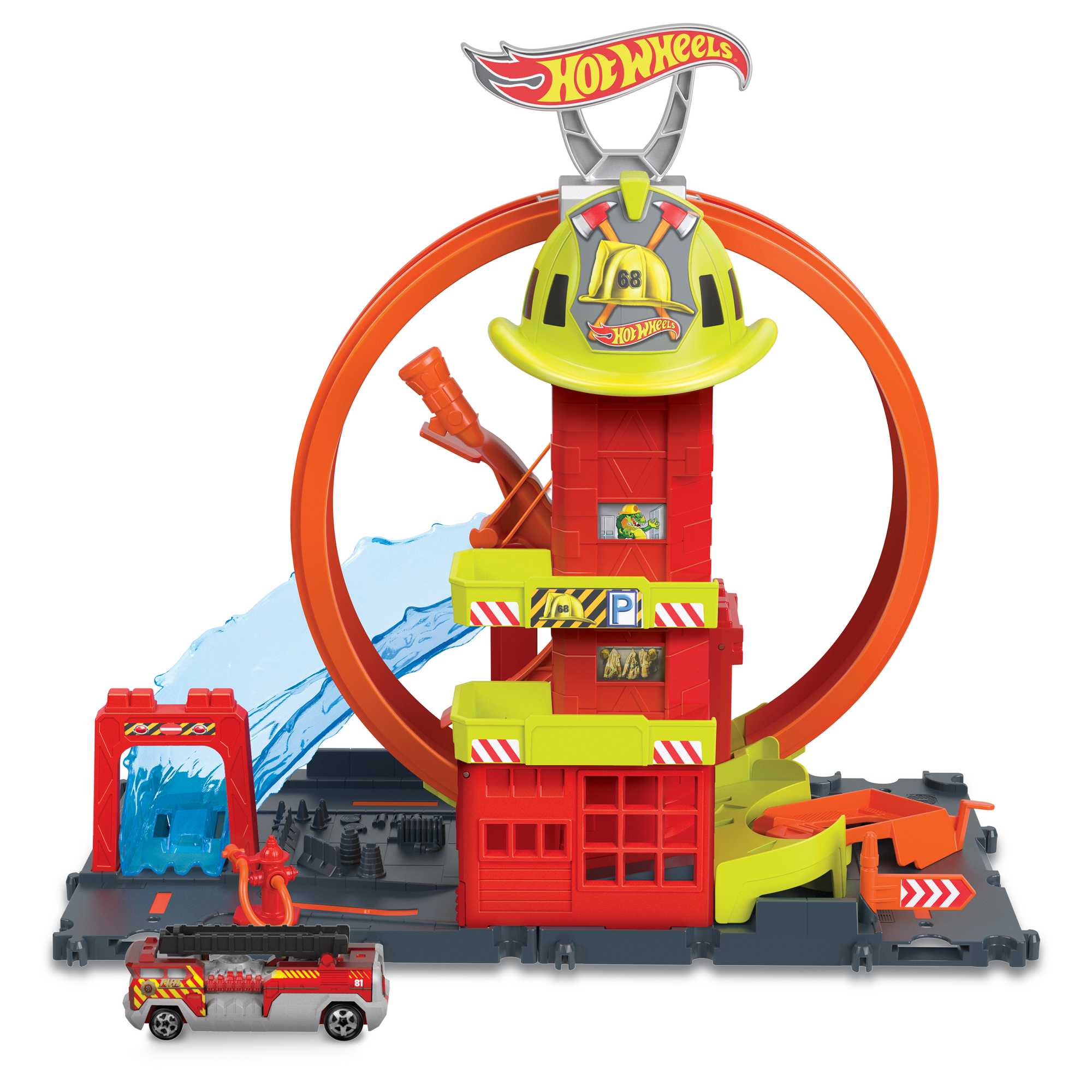 Hot Wheels City Super Loop Fire Station Playset. Track Set With 1 Toy Car