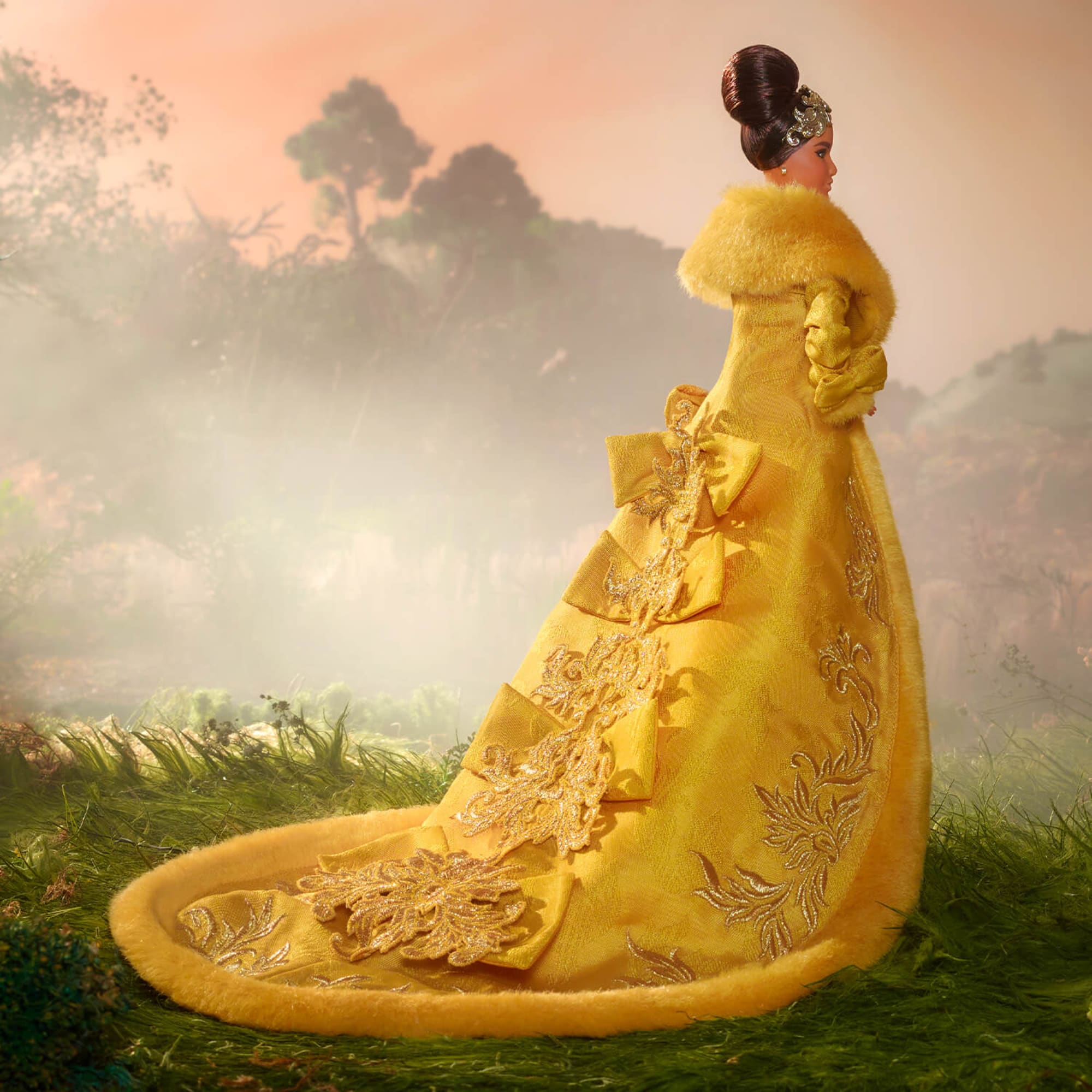 Guo Pei Barbie Doll Wearing Golden-Yellow Gown - Image 11