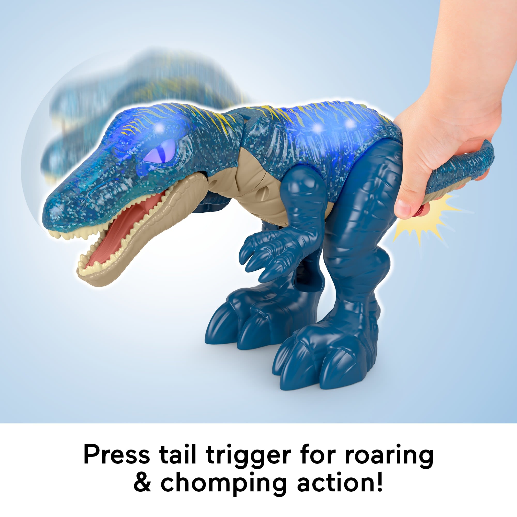 Imaginext Jurassic World Growl & Glow Baryonyx Dinosaur Toy With Lights Sounds & Chomping Action - Image 3