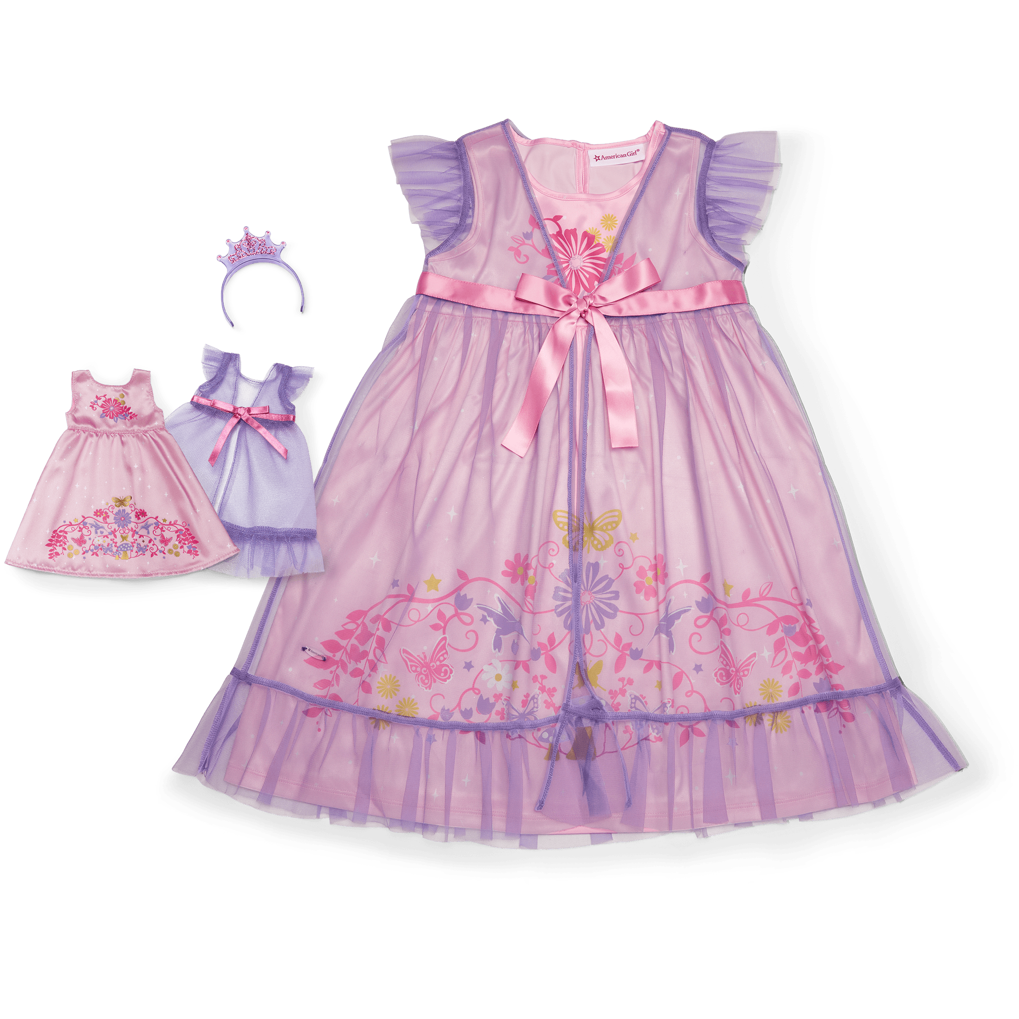 Royal Ruffles Nightie and Robe for Little Girls & WellieWishers™ Dolls - Image 2