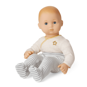 Bitty Baby® Doll #3 with blonde hair in Cloud Gray