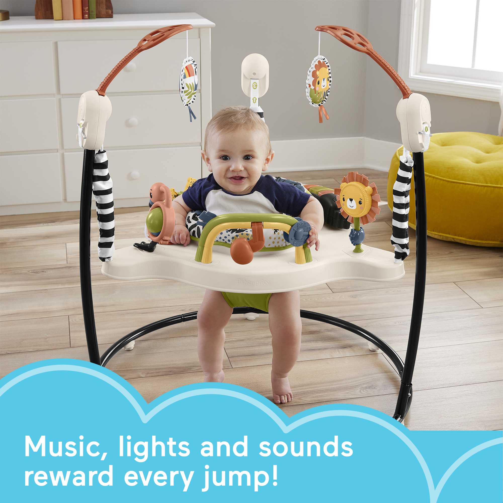 Fisher-Price Jumperoo Baby Activity Center With Lights Music And Sounds. Palm Paradise - Image 2