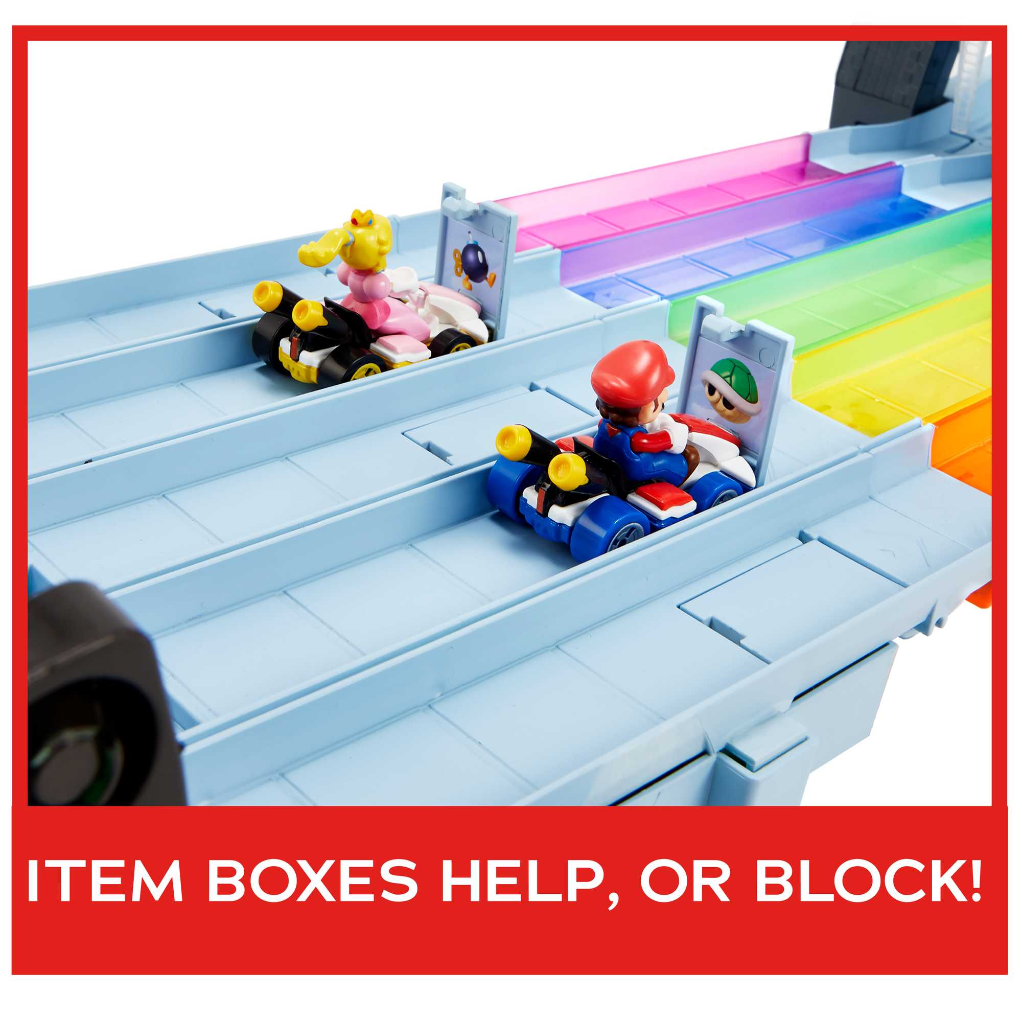 Hot Wheels Mario Kart Rainbow Road Raceway Set With 2 1:64 Scale Vehicles - Image 5