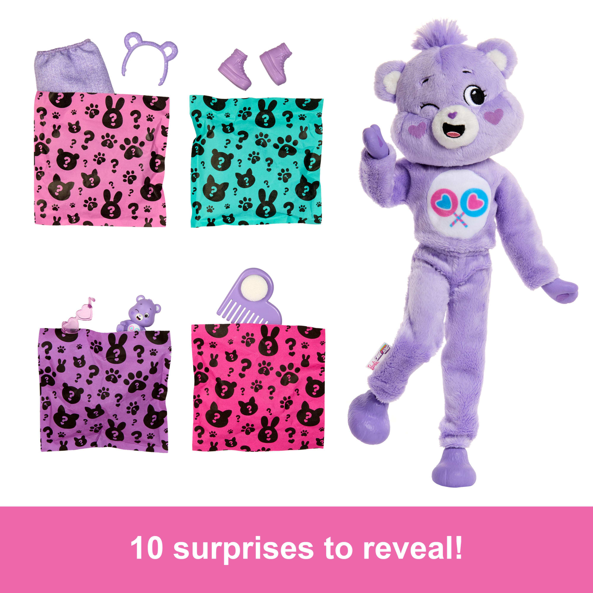 Barbie Cutie Reveal Care Bears Series Doll & Accessories in Share Bear Plush Costume. 10 Surprises - Image 3