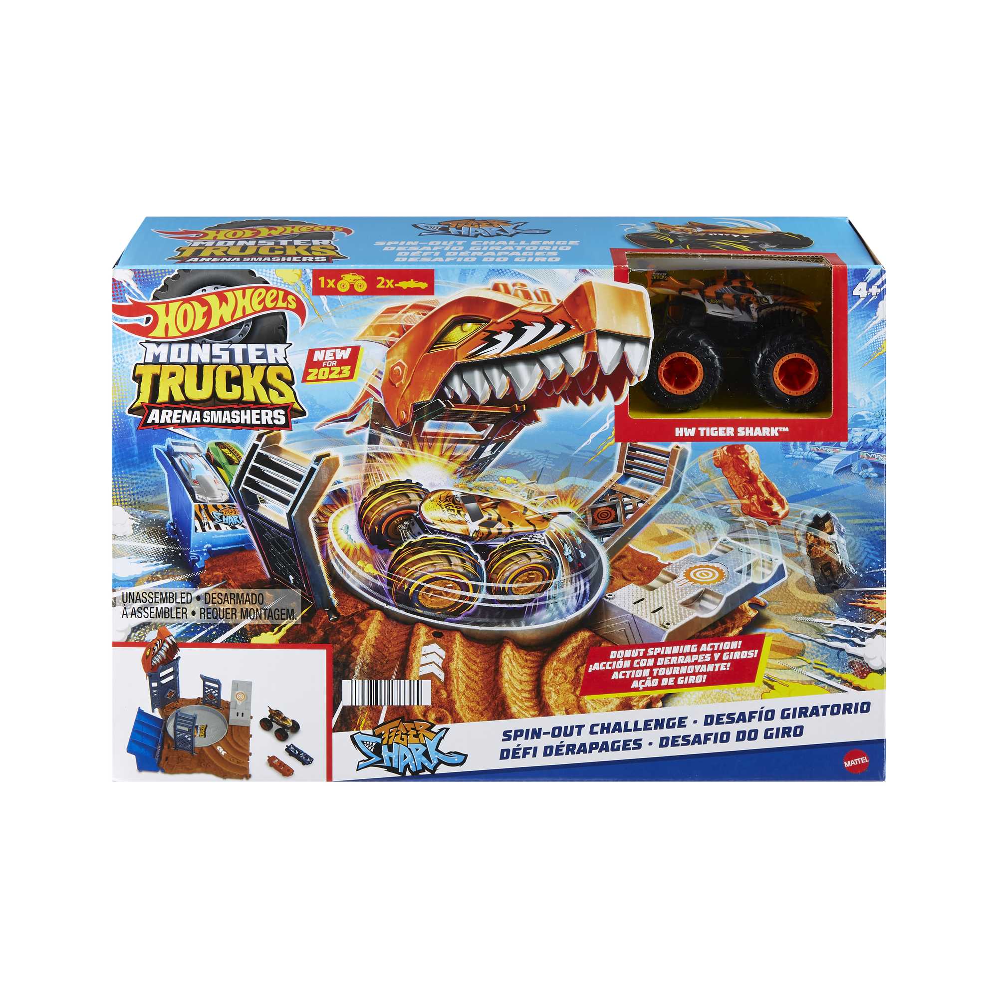 Hot Wheels Monster Trucks Pista de Juguete Arena de Demolición Semi-Finales Tiger Shark - Image 6
