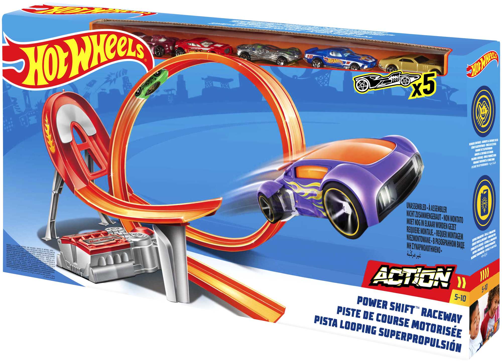 Hot Wheels Action Power Shift Motorized Raceway Track Set. Includes 5 Cars In 1:64 Scale - Image 6