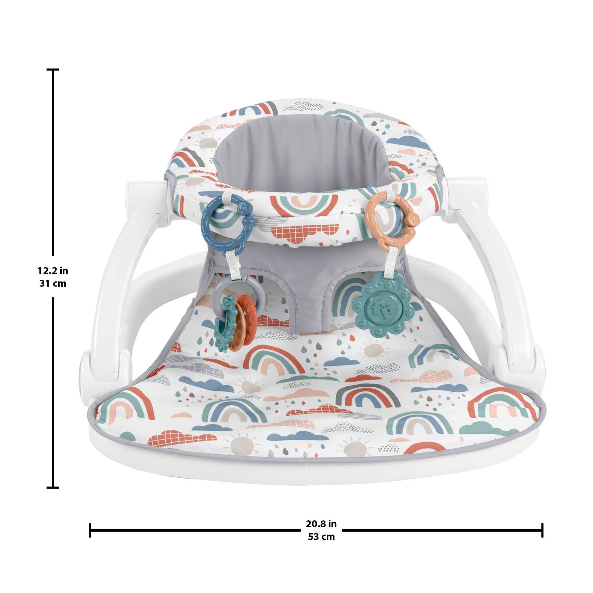 Fisher-Price Sit-Me-Up Floor Seat Portable Baby Chair With Toys. Rainbow Showers - Image 6