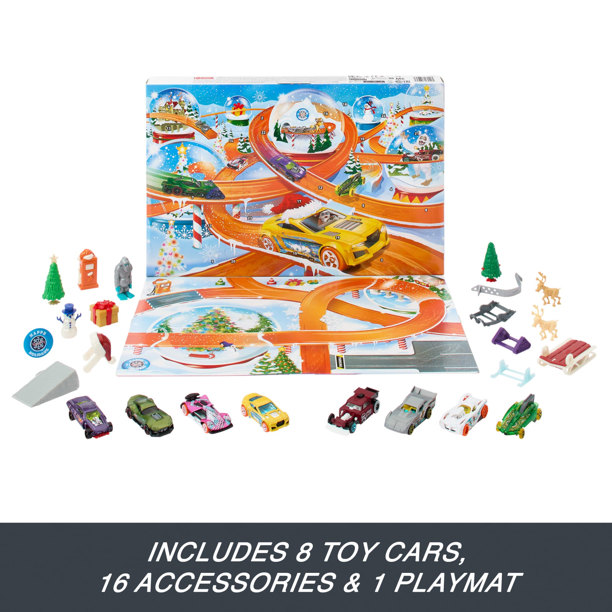Hot Wheels Advent Calendar 2024. 8 Hot Wheels Toy Cars And 16 Accessories (24 Total Components) - Image 4