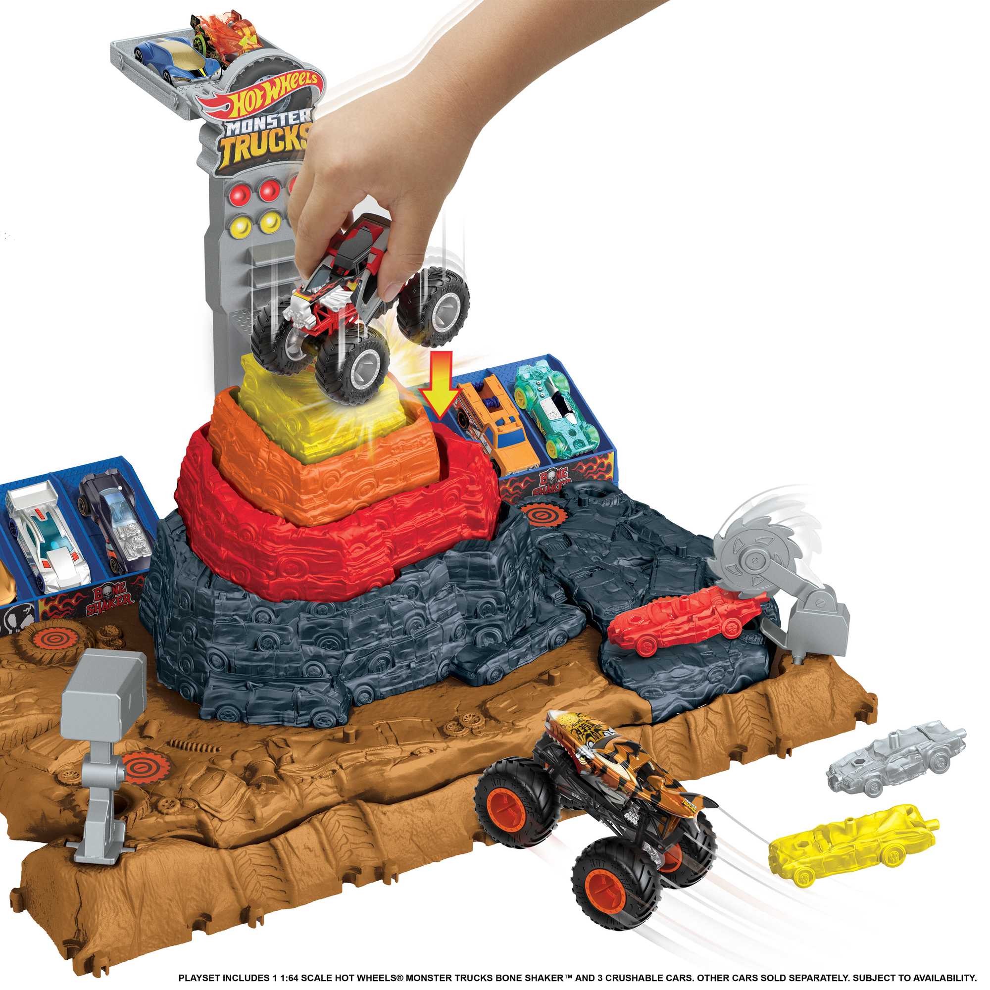 Hot Wheels Monster Trucks Arena Smashers Coffret de Jeu Parc à destruction Suprême Bone Shaker - Image 3