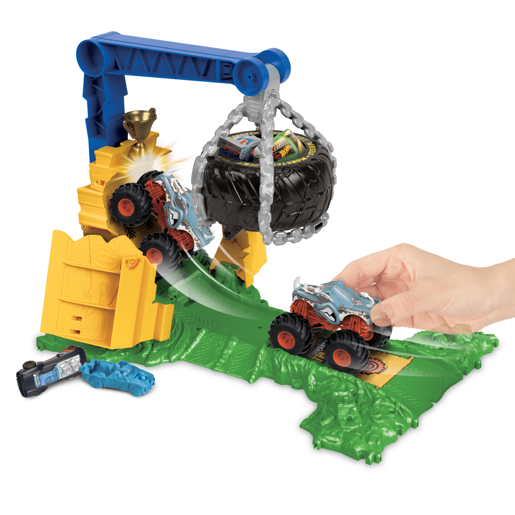Hw Monster Trucks Coffret de Jeu Défi à Plein Gaz Rhinomite - Image 3