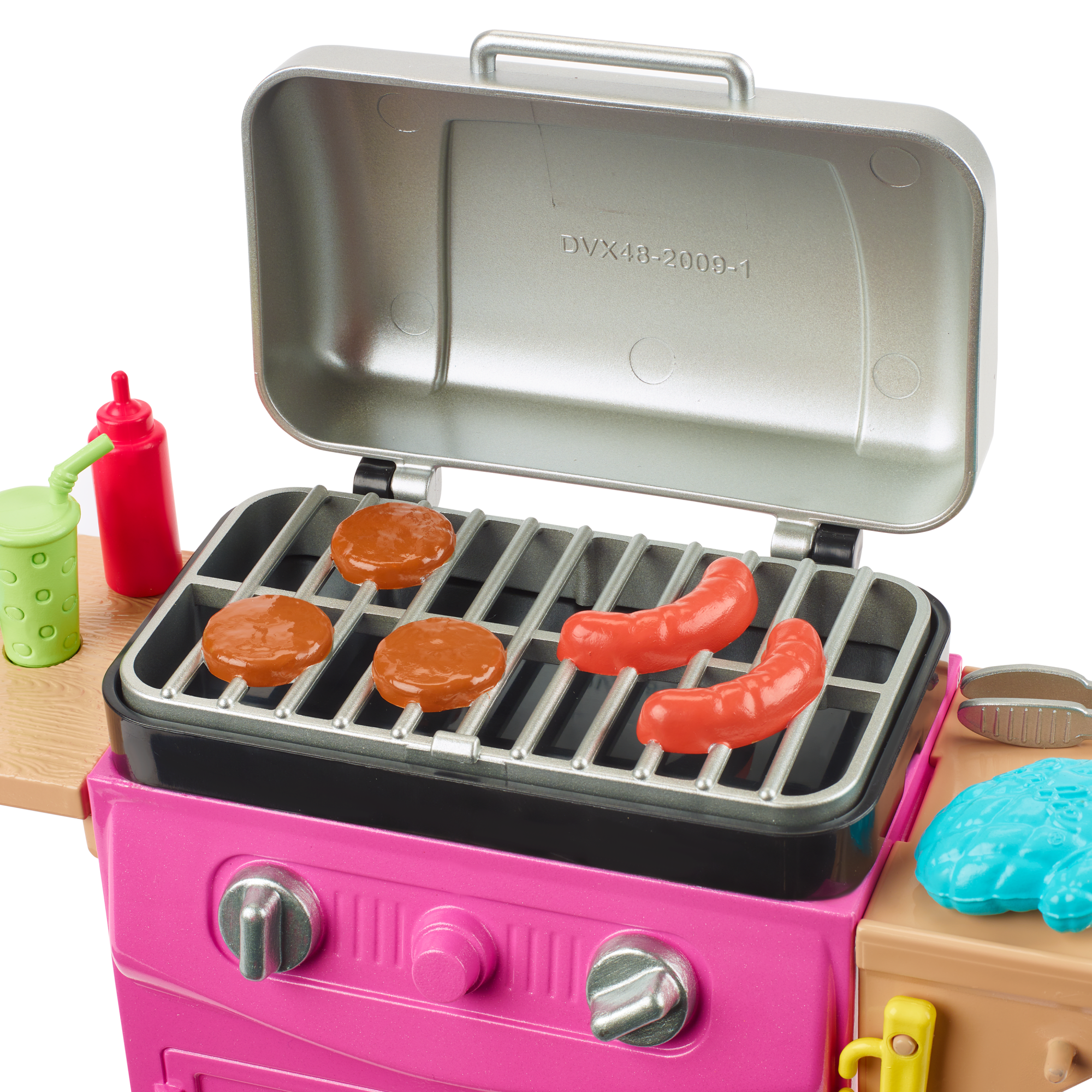 Barbie World Toy BBQ Grill Playset With 7 Dollhouse Accessories Including Grill With Working Lid & Food - Image 3