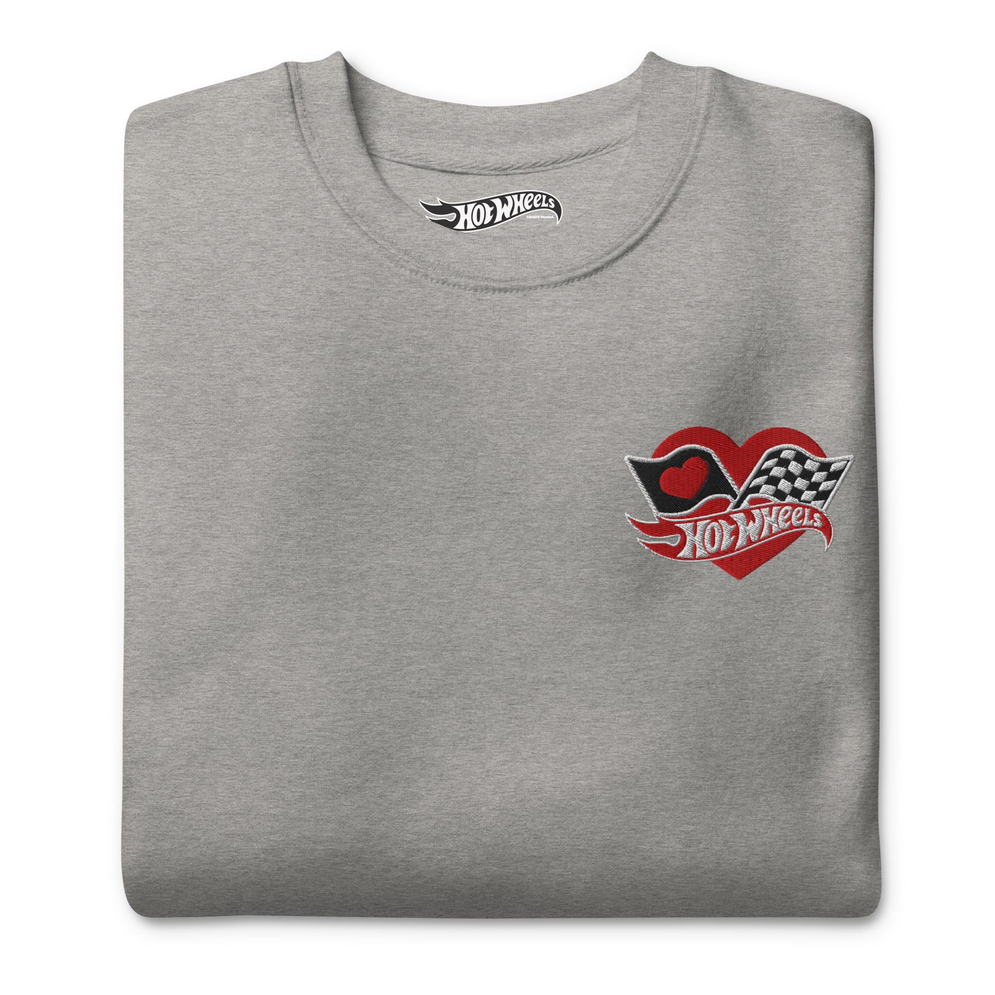 Hot Wheels Checkered Hearts Embroidered Grey Sweatshirt - Image 5
