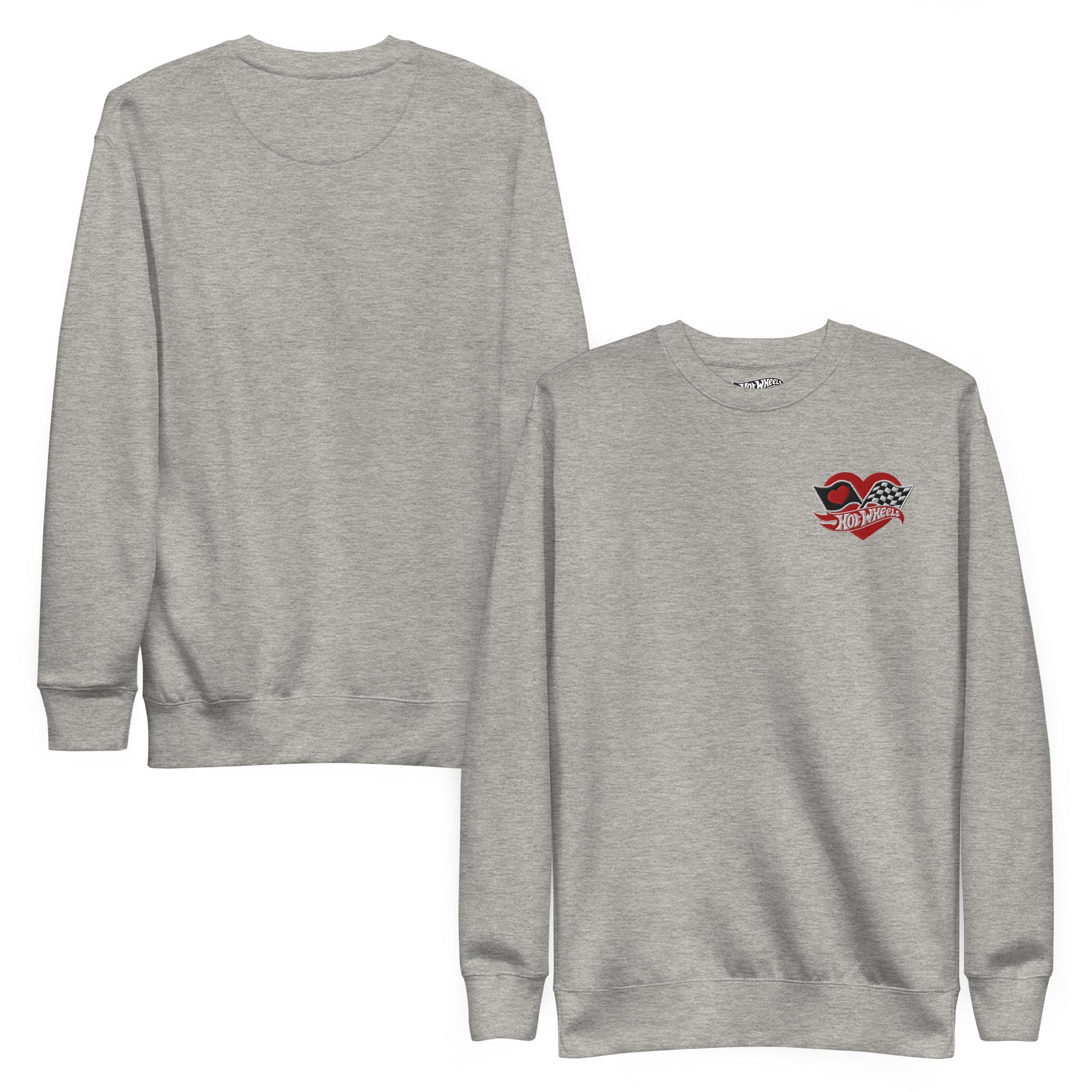 Hot Wheels Checkered Hearts Embroidered Grey Sweatshirt - Image 2